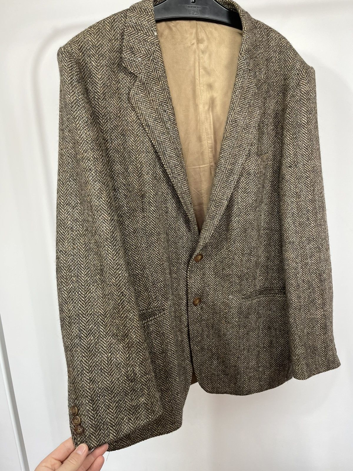 Harris Tweed Vintage Tweed Blazer Pure New Wool Brown EU 48 Herringbone Size US XXL / EU 58 / 5 - 6 Thumbnail