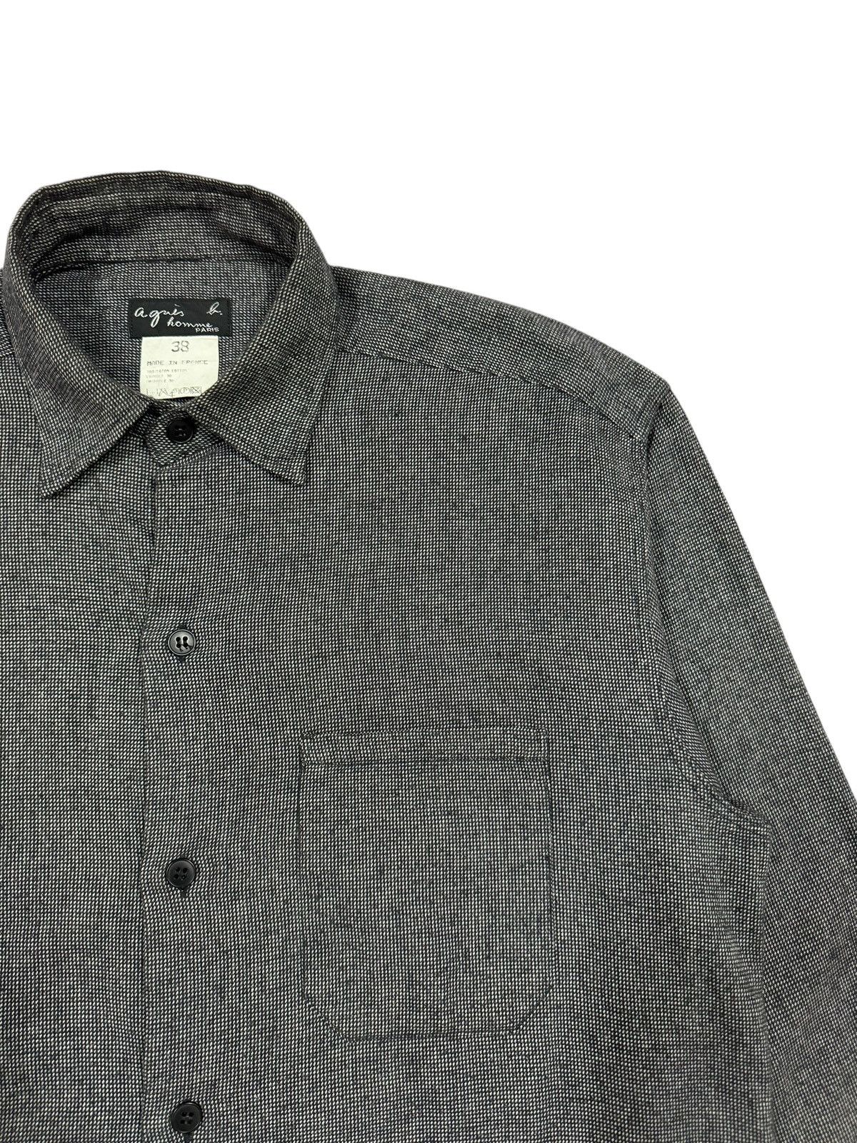 Vintage × agnes b. Vtg🔥Agnes b. Homme Twill Salt & Pepper Shirt Button Up Size US M / EU 48-50 / 2 - 6 Thumbnail