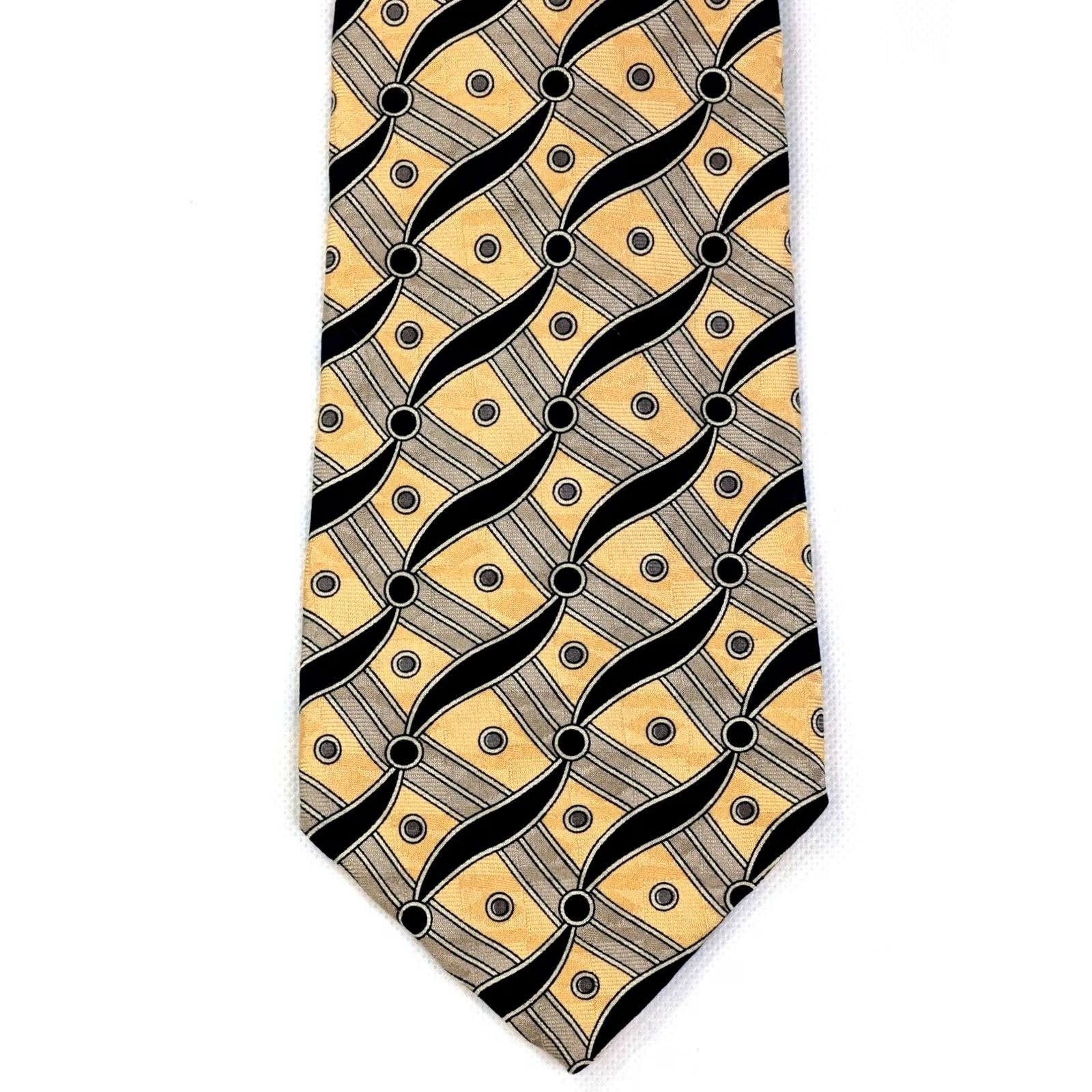 Robert Talbott Robert Talbott Best of Class Silk Necktie Geometric Black Gold 57" x 3.75" Silk青青草 Size ONE SIZE - 3 Thumbnail