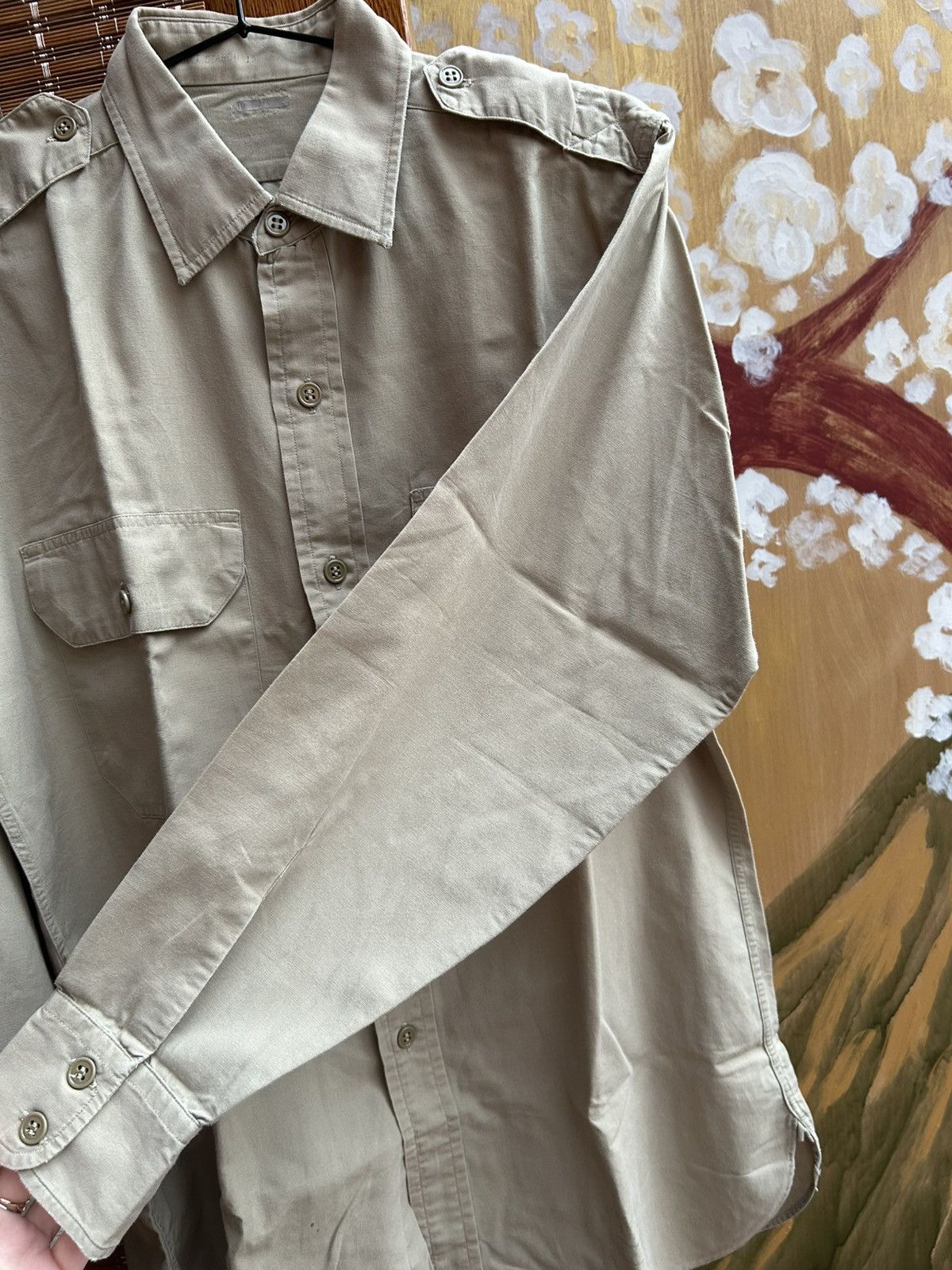Vintage Vintage 50s US Army Khaki Cotton Twill Long Sleeve Shirt Size US S / EU 44-46 / 1 - 6 Thumbnail