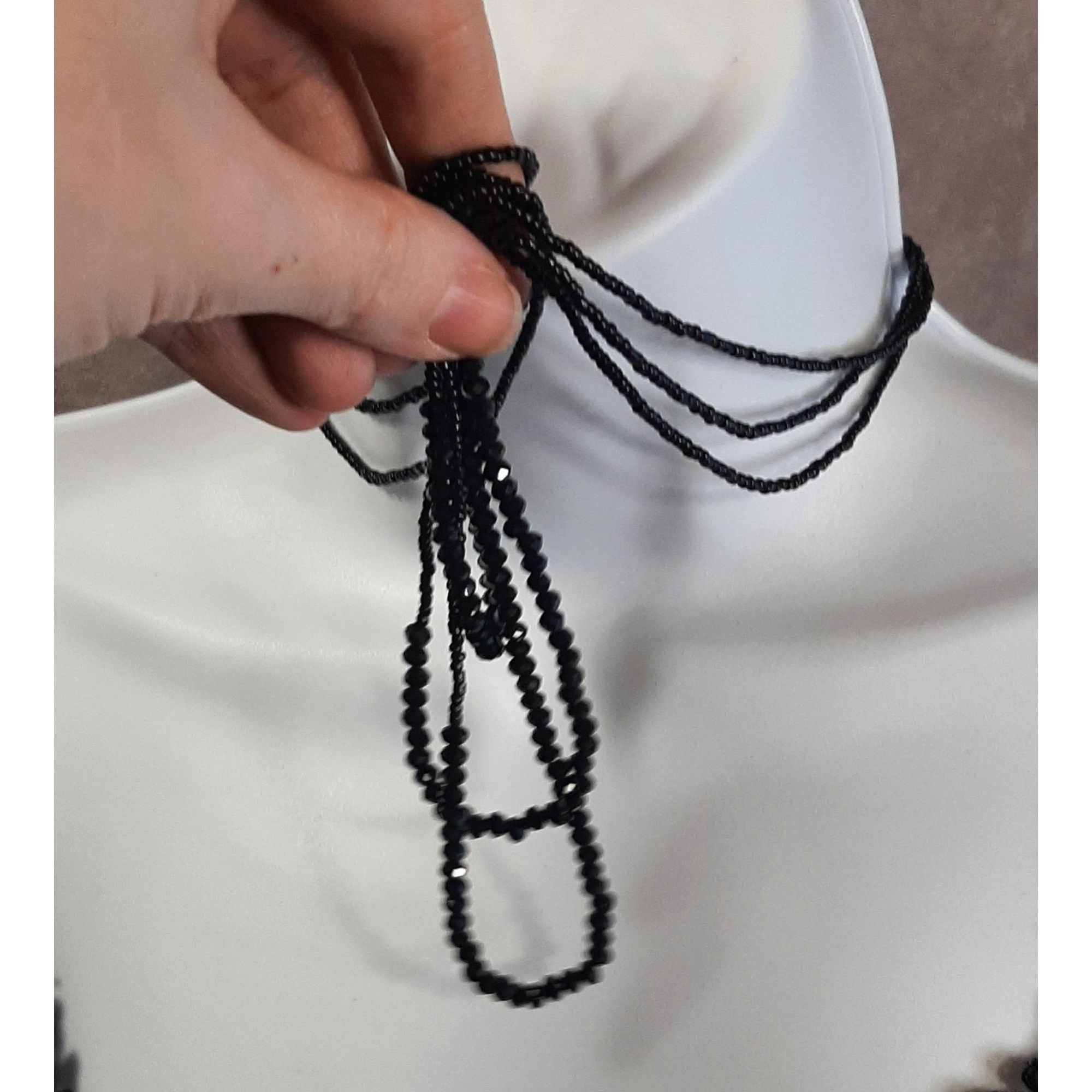 Other Gothic Black Beaded Multi-Strand Necklace With Faceted Glass Size ONE SIZE - 3 Thumbnail