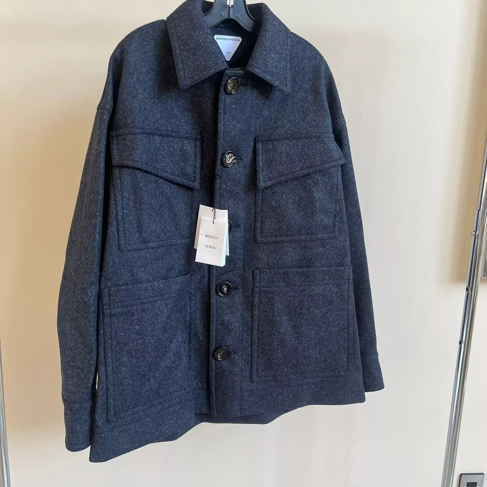 Bottega Veneta Military Wool Felted Coat in Charcoal Size US M / EU 48-50 / 2 - 13 Thumbnail