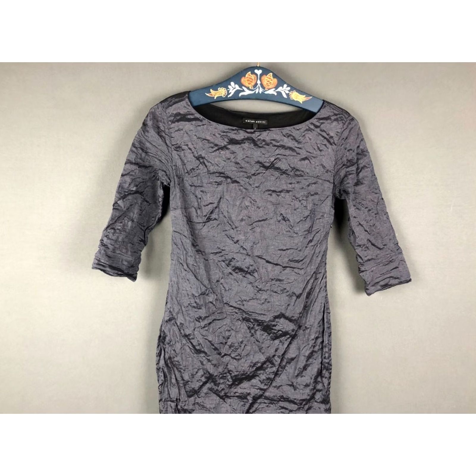Sarah Pacini Sarah Pacini Women's Dress Black Taffeta Size 0 3/4 Sleeve Party Cocktail Knee Length Crinkled Taffeta Size XS / US 0-2 / IT 36-38 - 3 Thumbnail