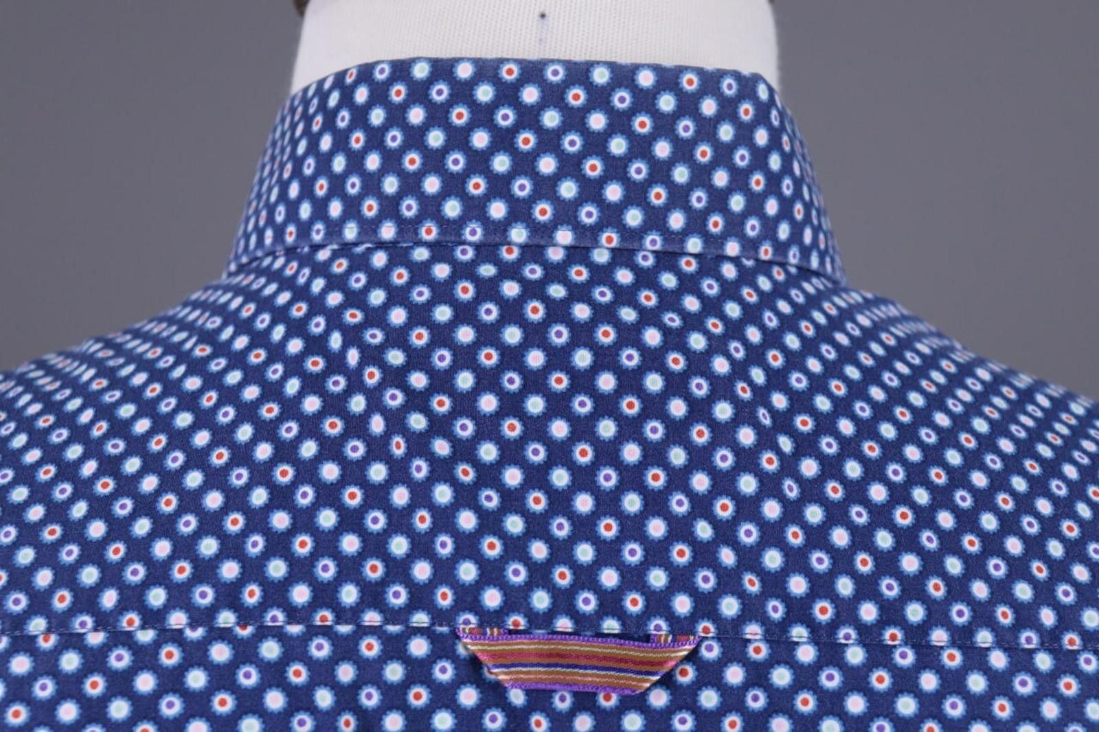 Designer CLAUDIO LUGLI Blue Dotted Button Down Shirt Size M Size US M / EU 48-50 / 2 - 11 Thumbnail