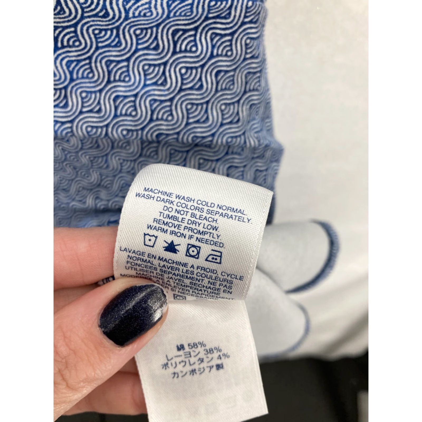 Lands' End Lands' End Dress Womens 2X Blue Wave Print Knot Front Scoop Neck Stretch A-Line Size XXL / US 16-18 / IT 52-54 - 4 Thumbnail