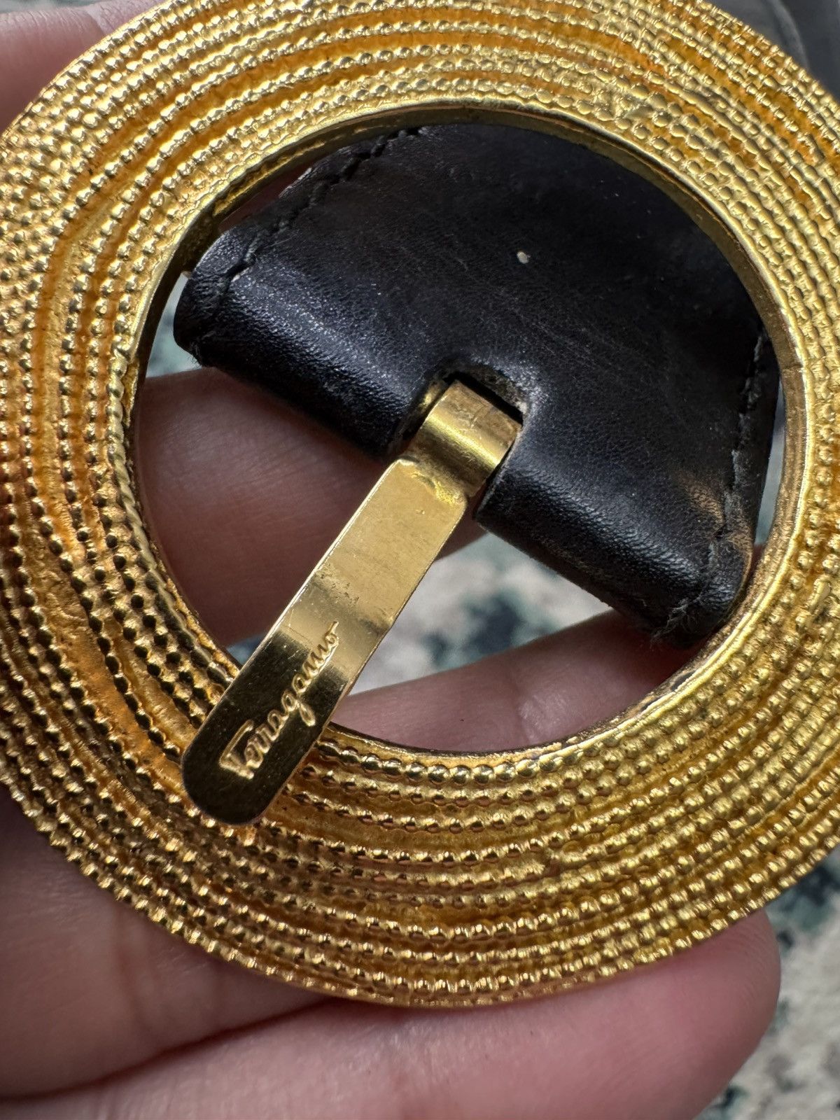 Salvatore Ferragamo VINTAGE SALVATORE FERRAGAMO GOLDEN BUCKLE LEATHER BELT Size 30 - 5 Thumbnail