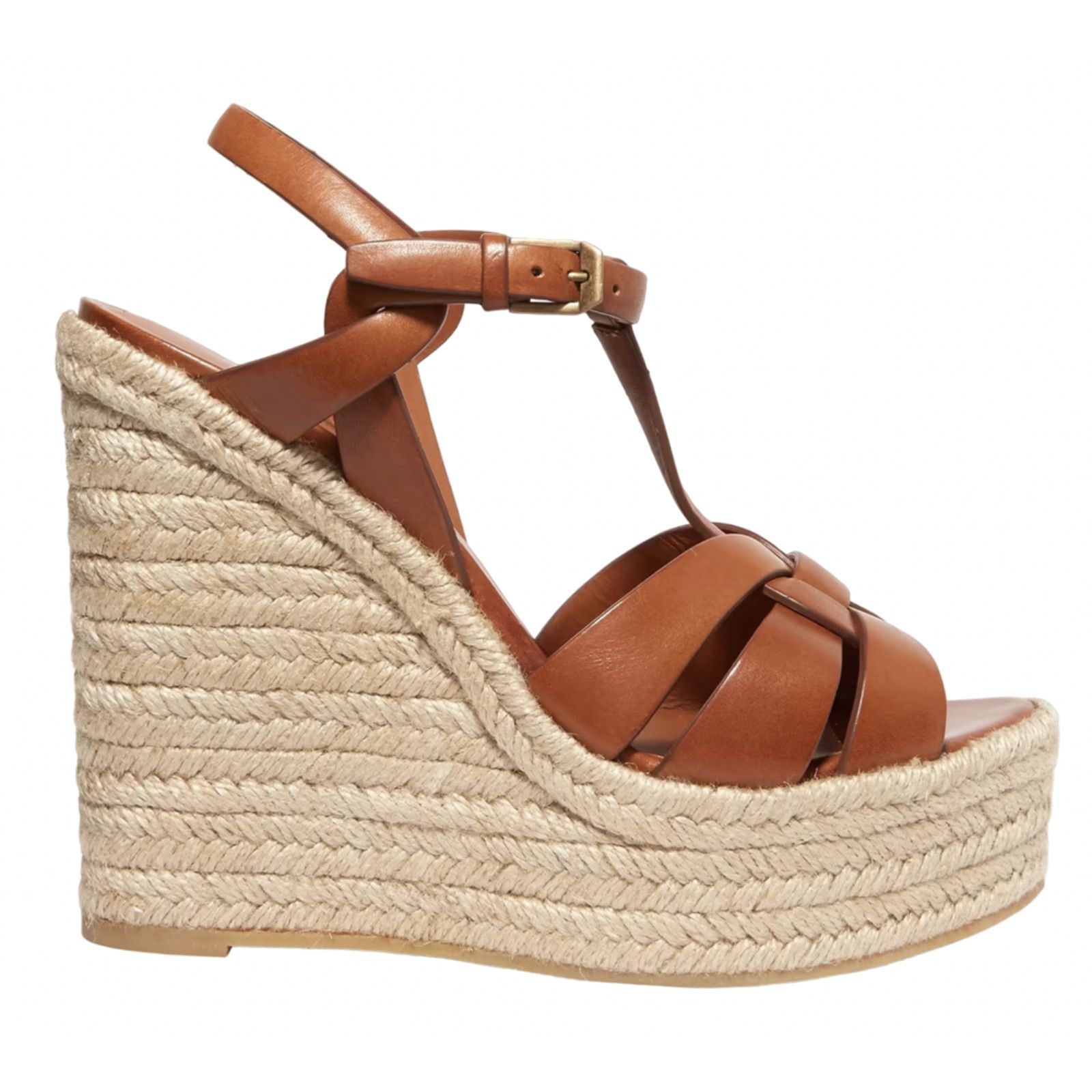 Yves Saint Laurent Tribute Espadrille 85 Ankle Strap Platform Wedge Sandal 40 Size US 10 / IT 40 - 1 Thumbnail