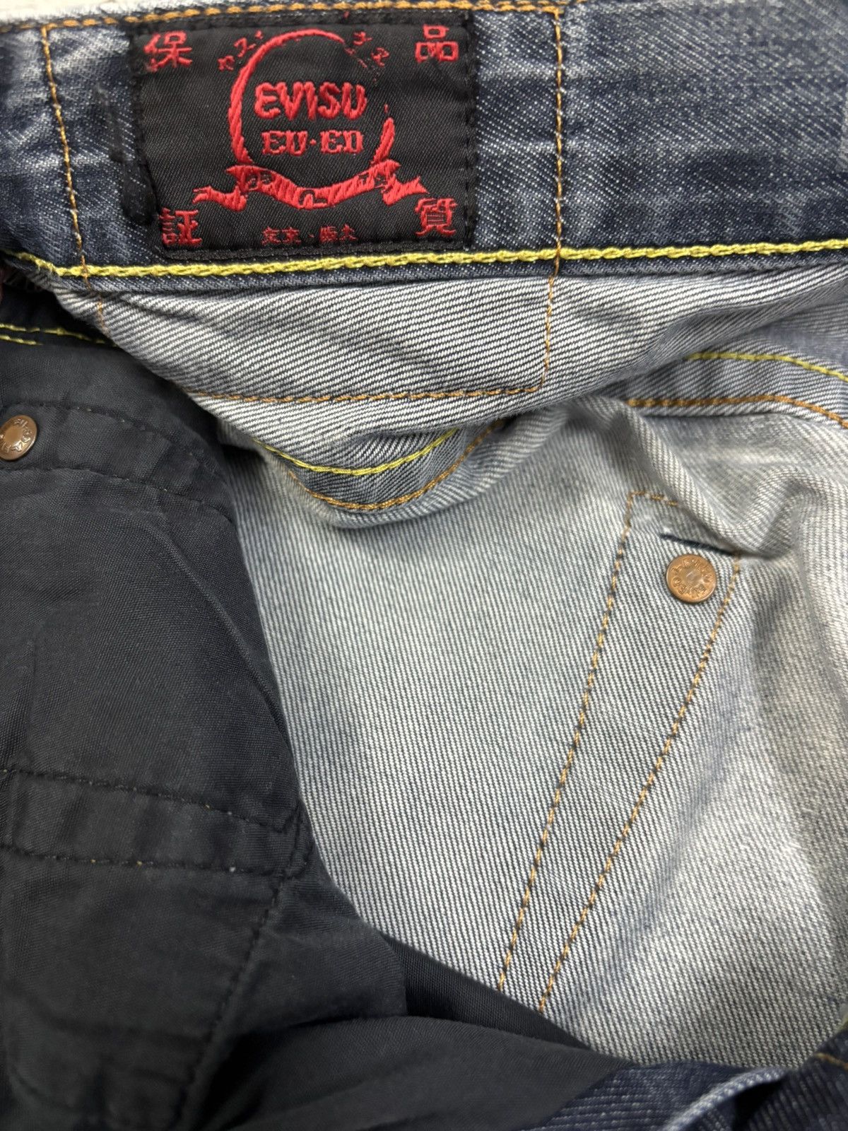 Evisu Vintage 2000s Evisu Ramen Heavy Distressed Grunge Jeans Size US 31 - 19 Thumbnail