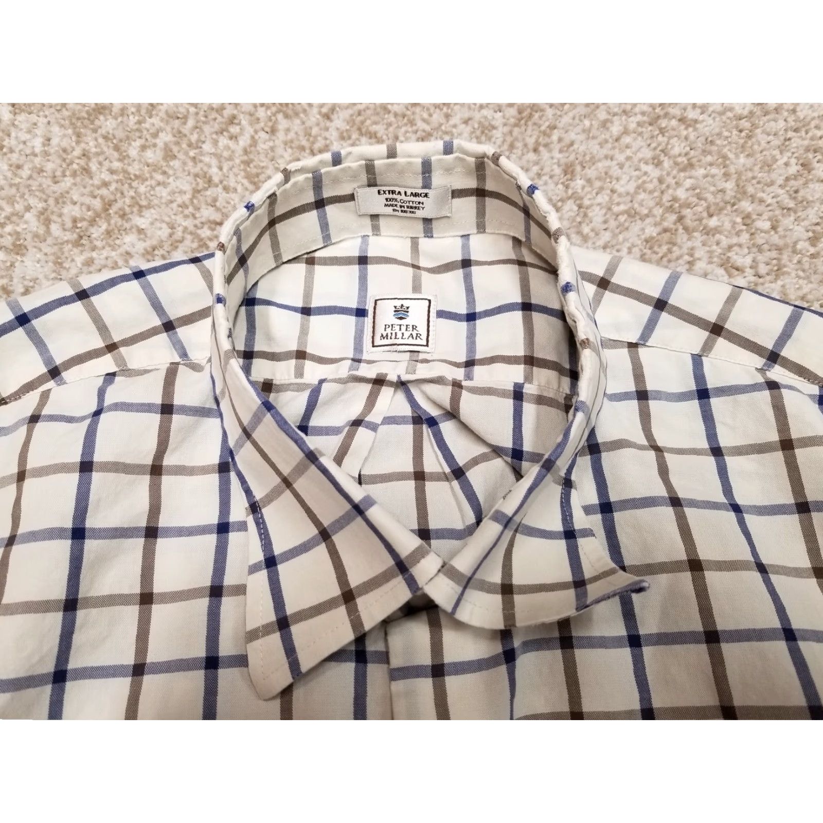 Peter Millar Peter Millar Button-Down Shirt Mens XL Blue Red Check Casual FLAWS Size US XL / EU 56 / 4 - 4 Thumbnail
