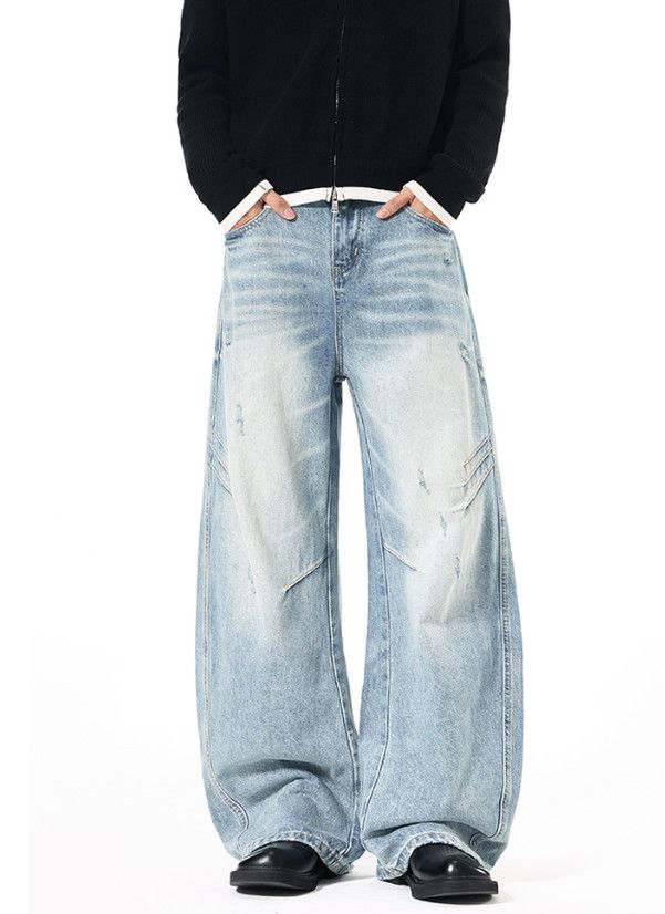 Vintage American high street distressed curved jeans Size US 32 / EU 48 - 2 Thumbnail