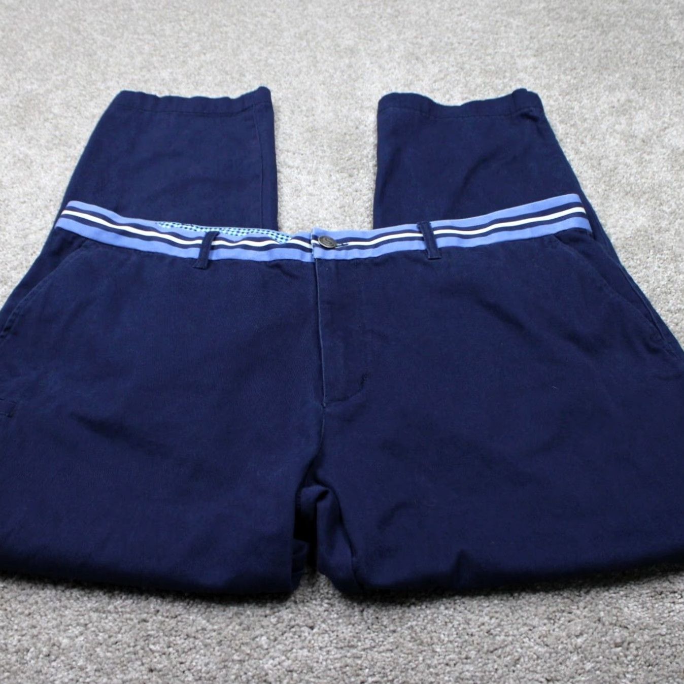 Vintage Con.Struct Chino Pants Mens 42x30 Blue Flat Front Cotton Stretch Straight Leg Size US 42 / EU 58 - 2 Thumbnail