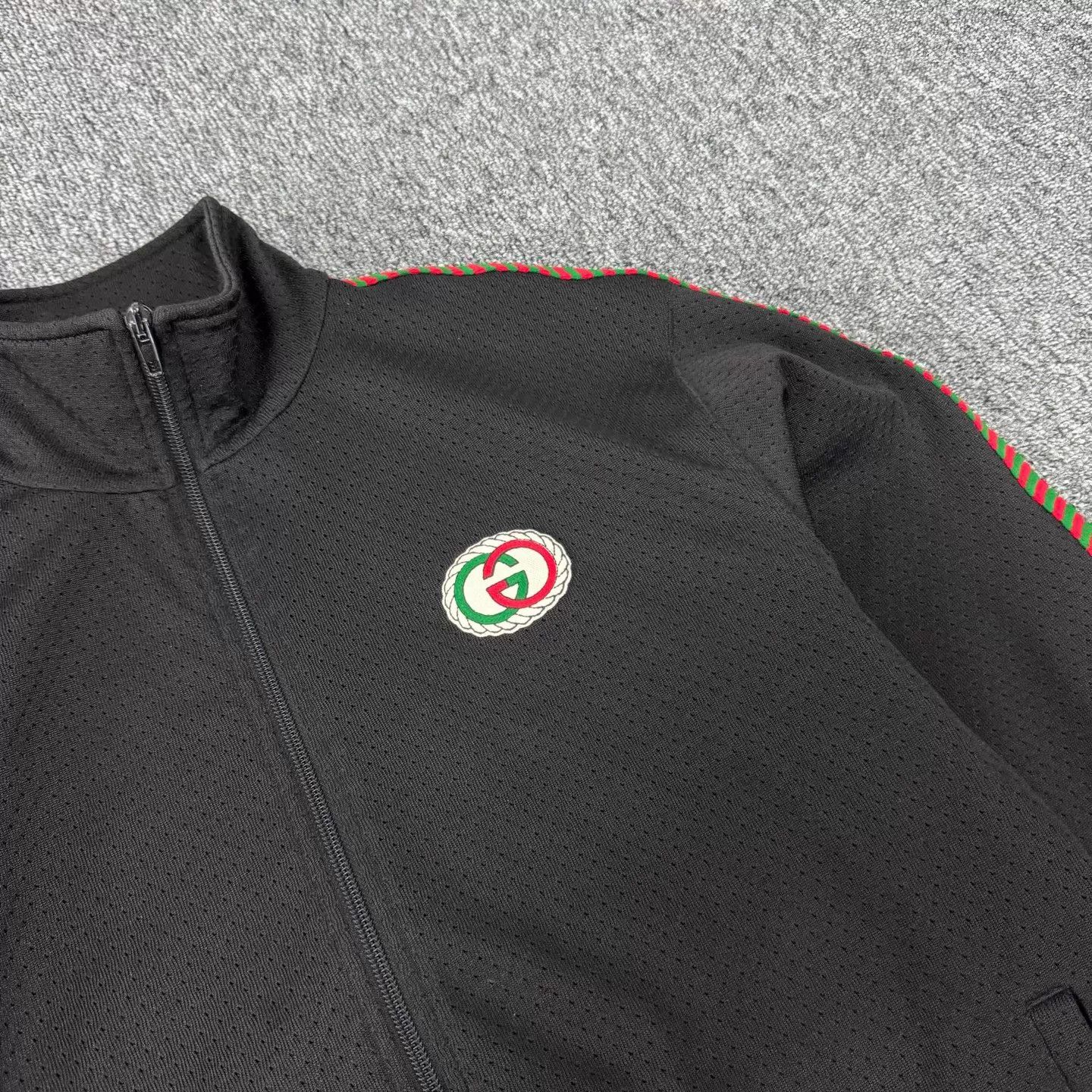 Gucci Gucci Red/Green Embroidered GG Mesh Collar Track Jacket XS Size US XS / EU 42 / 0 - 5 Thumbnail