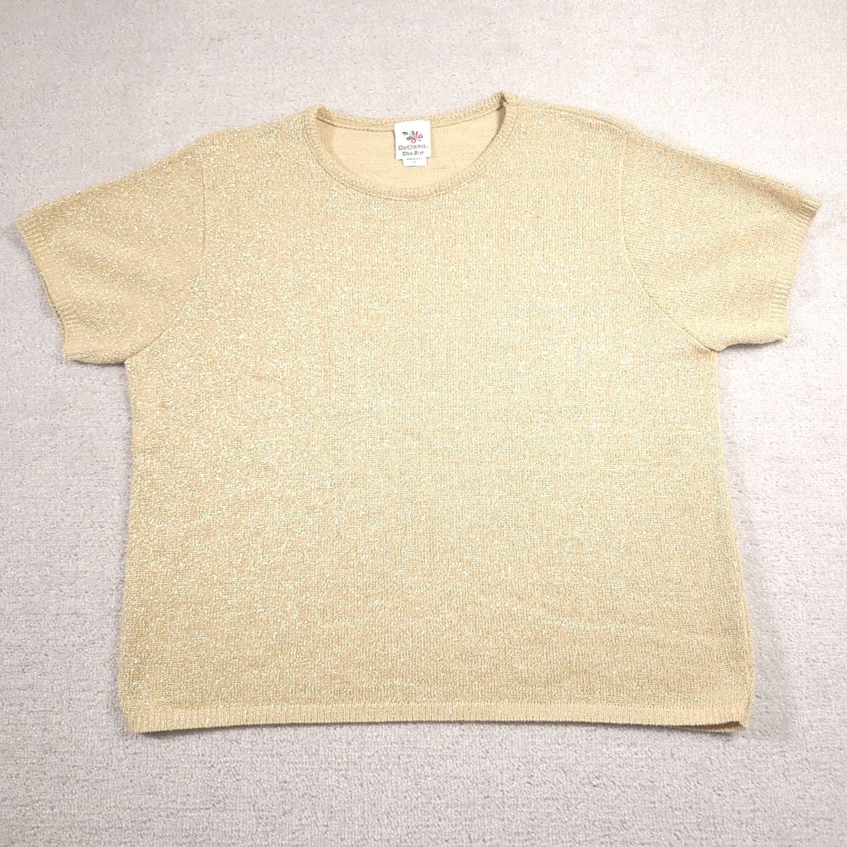 Vintage VINTAGE Nutcracker Sweater Women 1X Plus Size Short Sleeve Knit Gold Shimmer USA Vest 90s Christmas Womens Size XL / US 12-14 / IT 48-50 - 2 Thumbnail