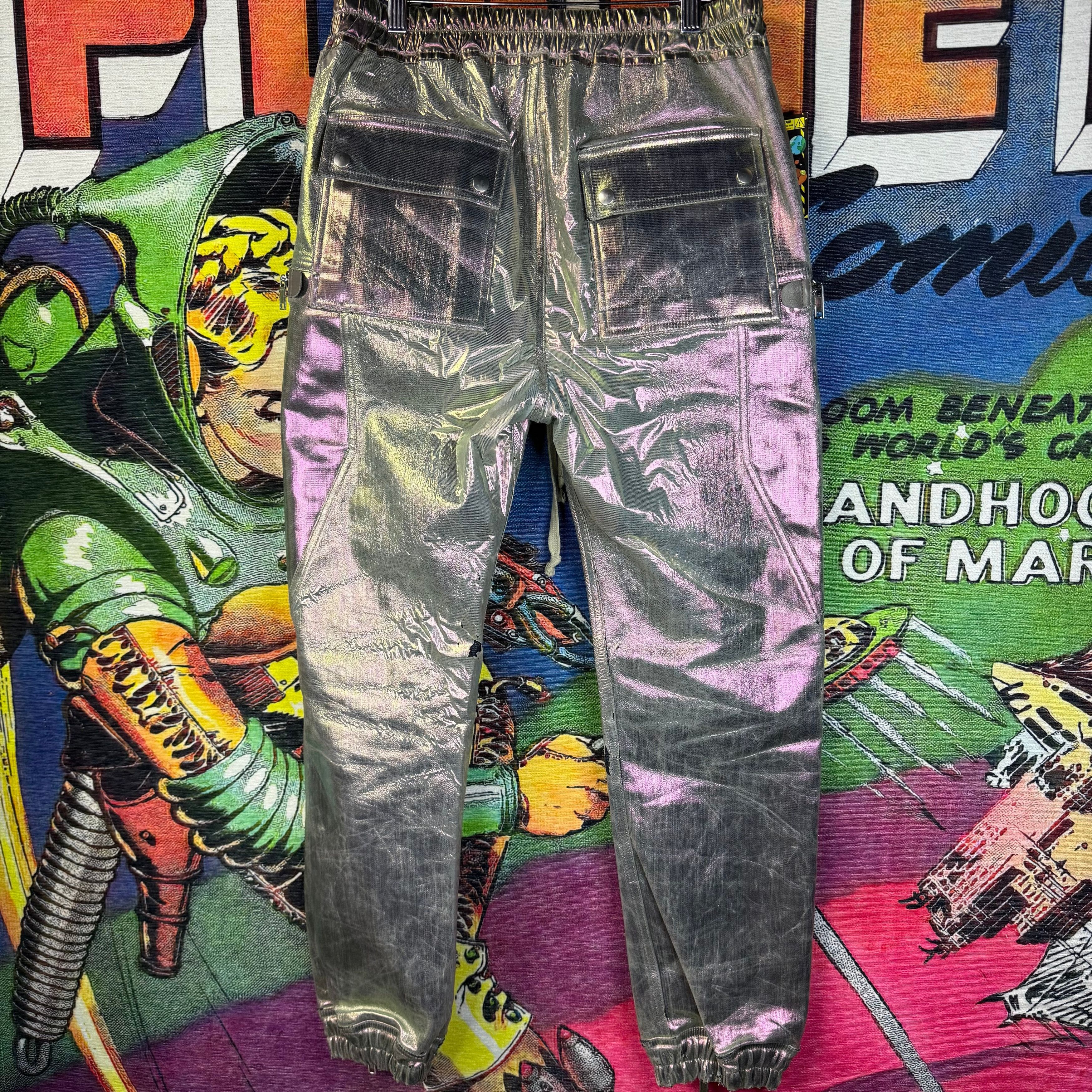 Rick Owens Rick Owens SS20 TECUALT Bauhaus Iridescent Cargo Pants Size US 29 - 2 Thumbnail