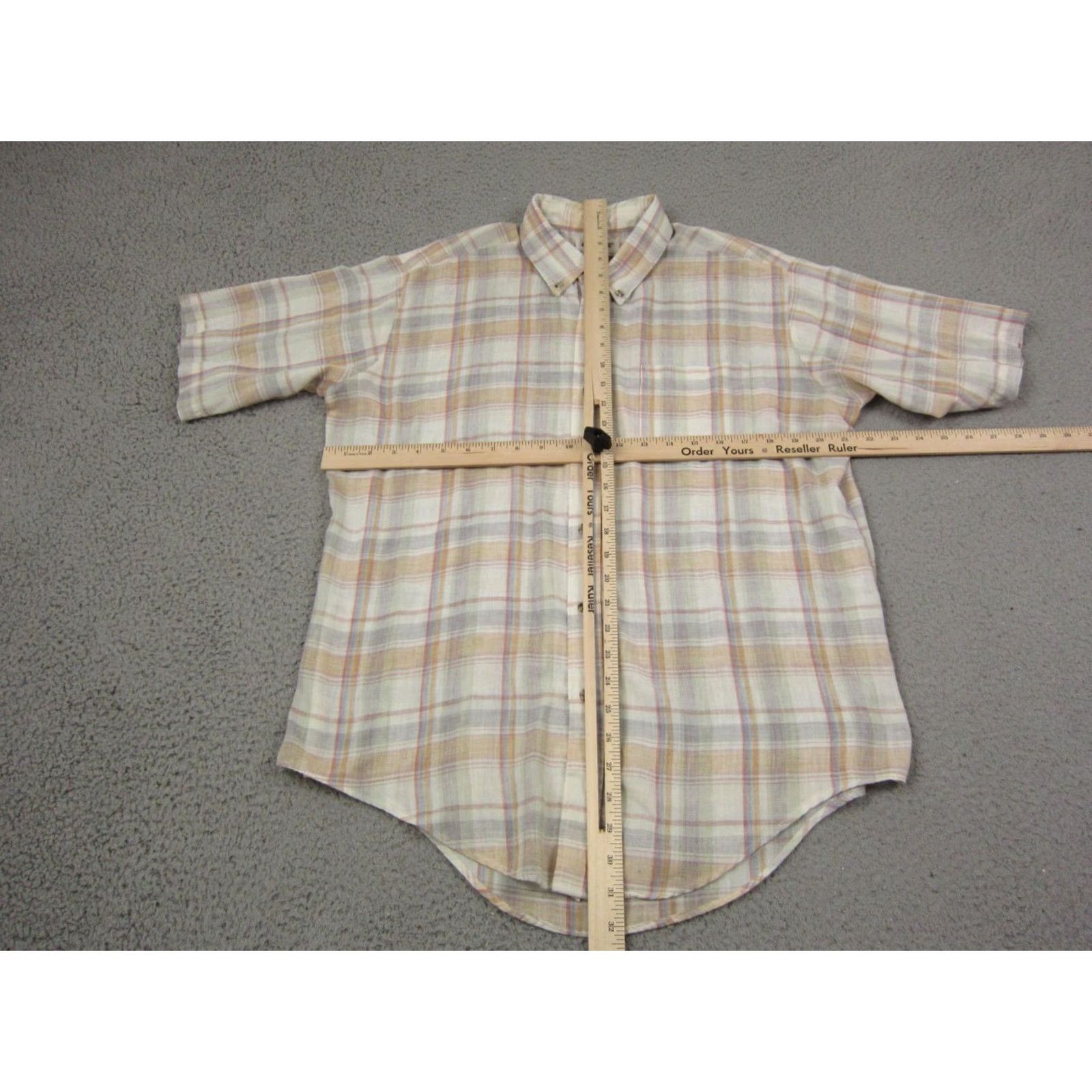 Vintage VINTAGE Campus Shirt Mens Regular 16-16.5 Large Beige Plaid 90s Collared Button-Up Short Sleeve Worldwide USA Size US L / EU 52-54 / 3 - 6 Thumbnail
