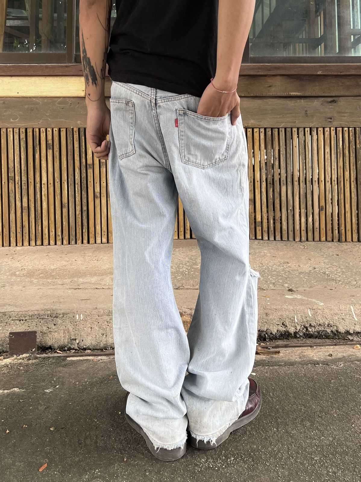 Vintage Thrashed Vintage Denim Jeans Distressed Size US 32 / EU 48 - 7 Thumbnail