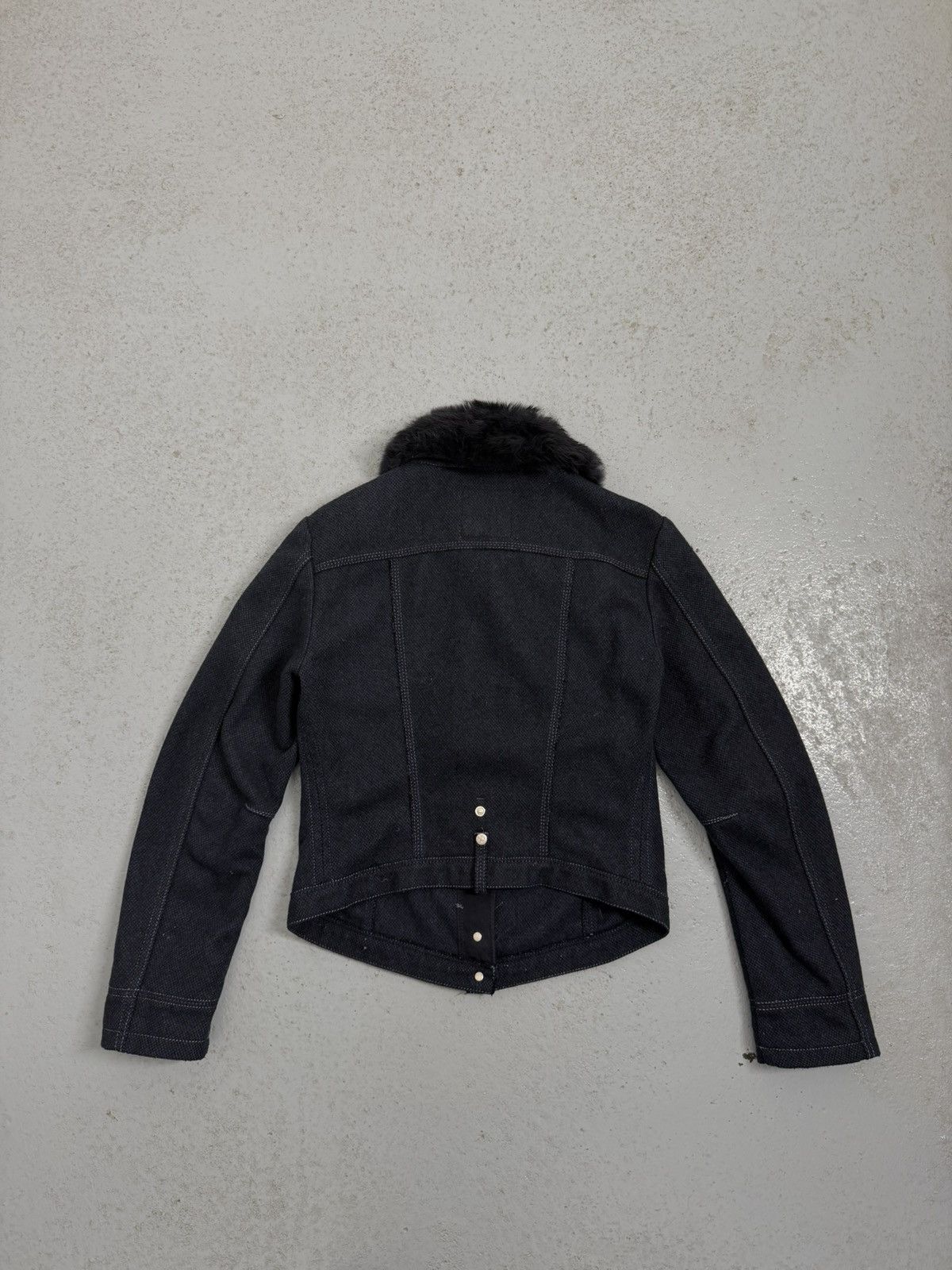 Marithe + Francois Girbaud Vintage 00s Marithe Francois Girbaud Fur Collar Wool Jacket Size XS / US 0-2 / IT 36-38 - 14 Thumbnail