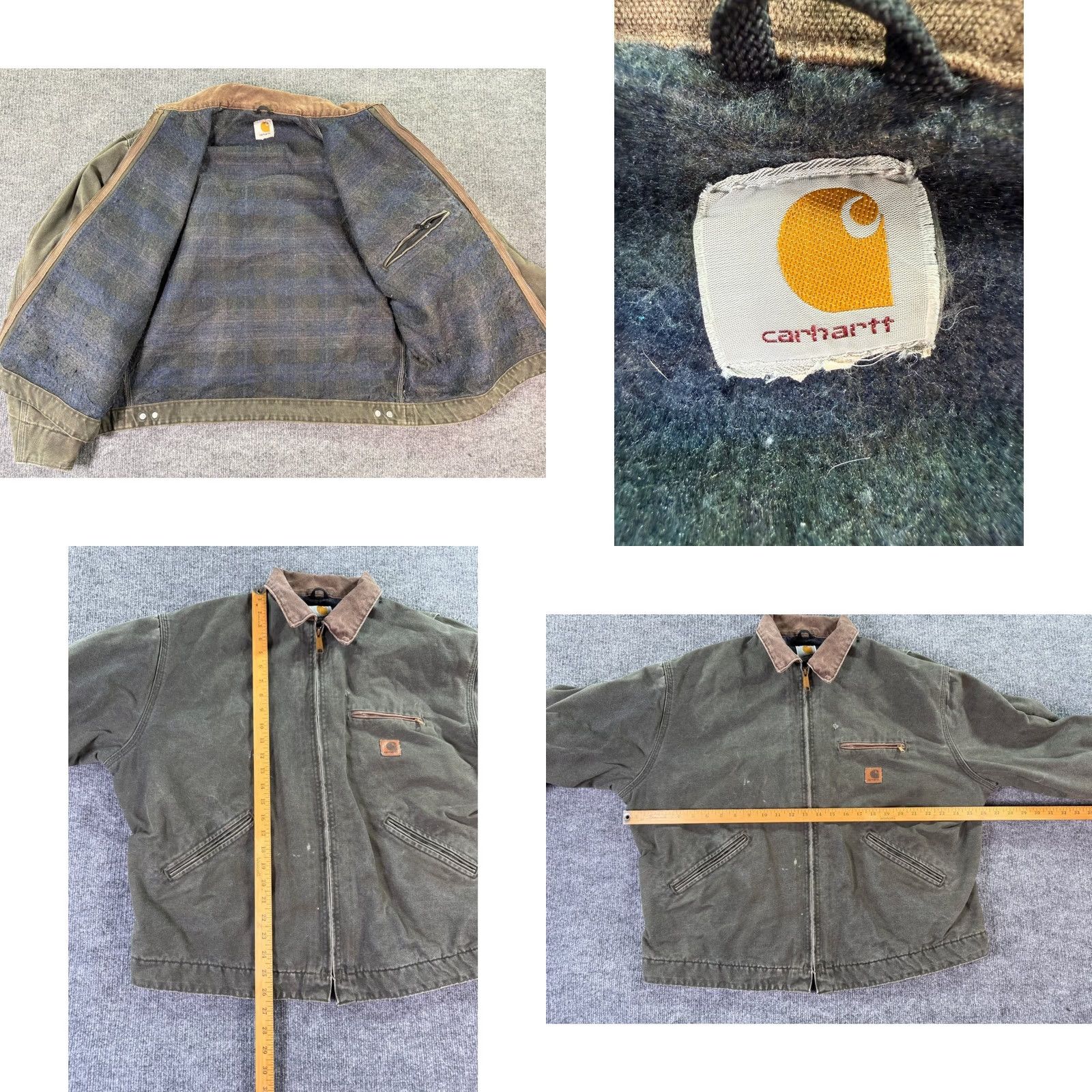 Carhartt VINTAGE Carhartt Detroit Jacket Mens L Moss Green Distressed Blanket Lined Duck J97 Size US L / EU 52-54 / 3 - 8 Thumbnail