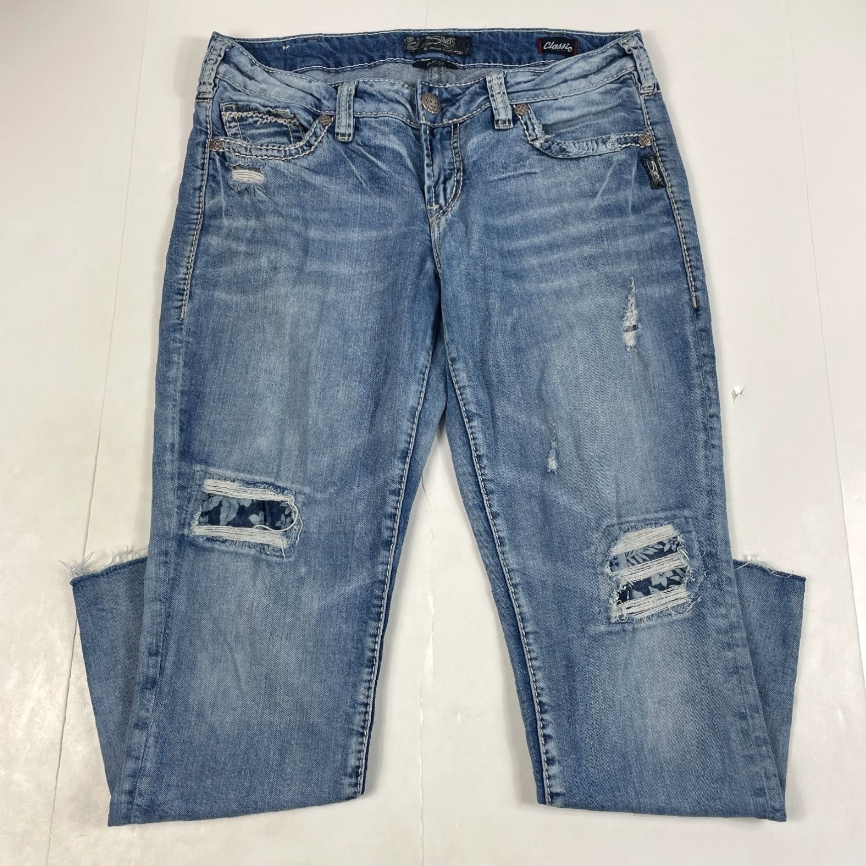 Silver Jeans Co. Silver Jeans Womens Jeans 30 x 26 Aiko Mid Ankle Skinny Light Wash Distressed 5-Pocket Denim Slim Regular Girls mens? Size 30" / US 8 / IT 44 - 2 Thumbnail