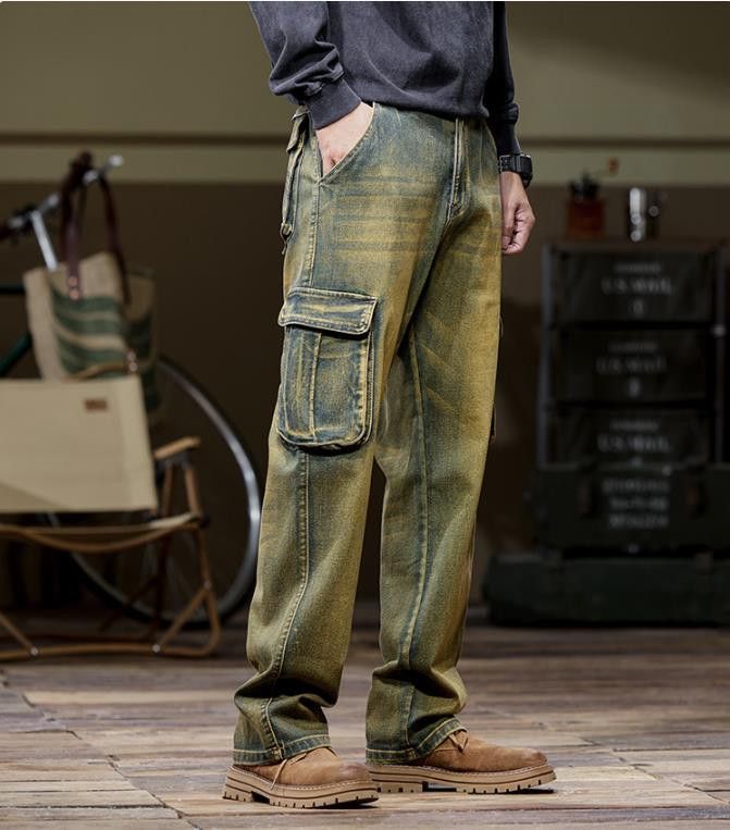 Jean Autumn Winter Jeans Multi Pocket Retro Trendy Size US 30 / EU 46 - 3 Thumbnail