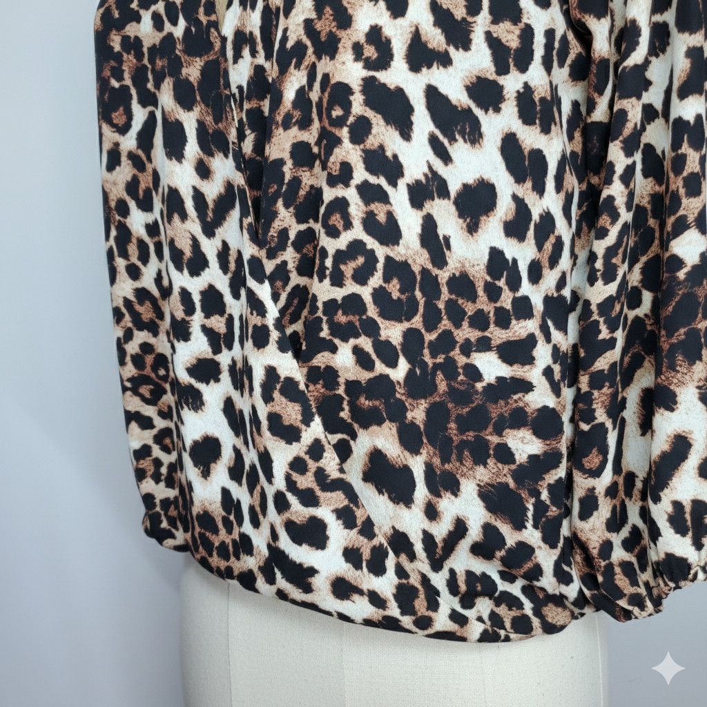Other Veronica M Size S Blouse Animal Print Leopard Brown Beige Size M / US 6-8 / IT 42-44 - 5 Thumbnail