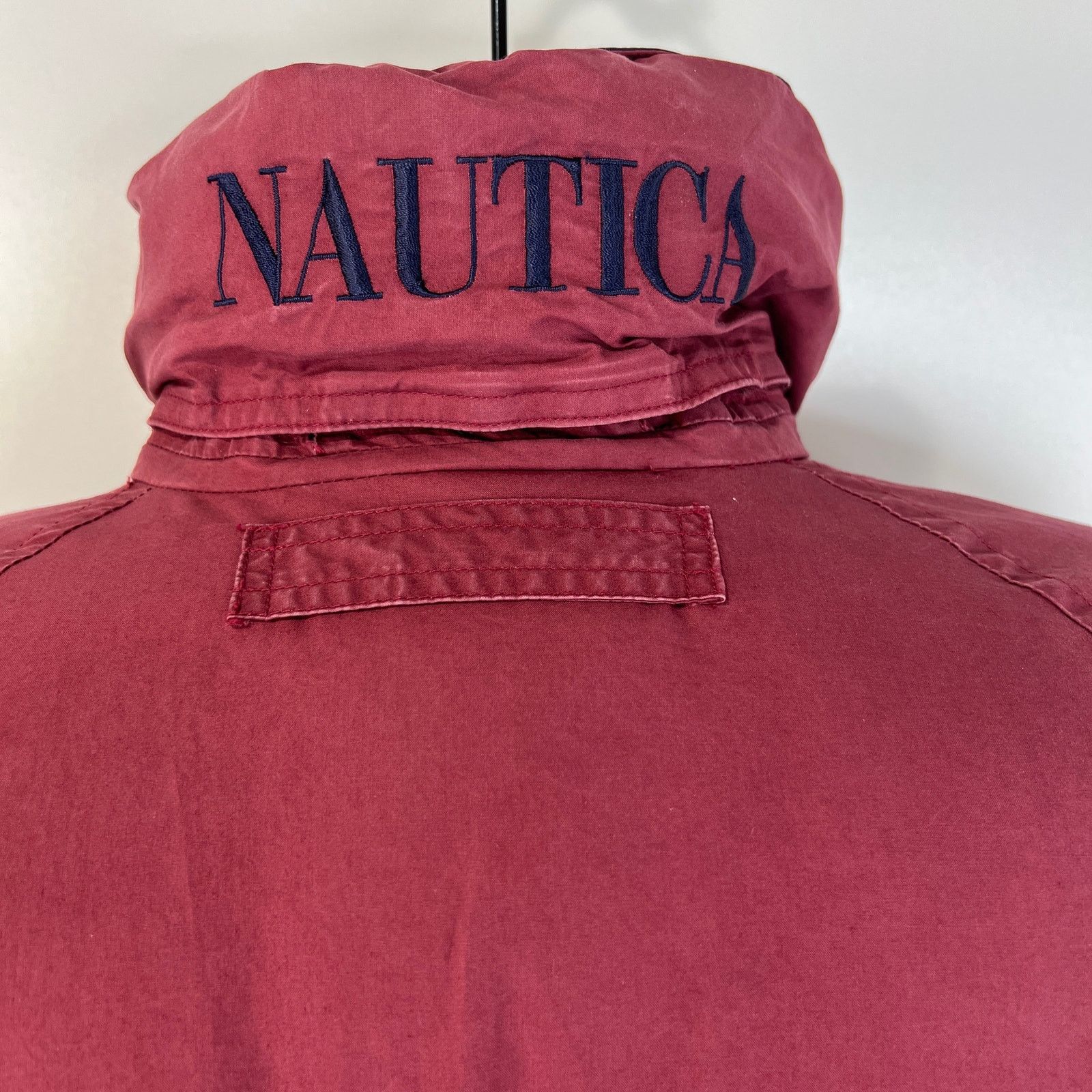 Nautica × Vintage Vintage 80s Nautica Down Puffer Coat Hooded Burgundy Red Size US M / EU 48-50 / 2 - 8 Thumbnail