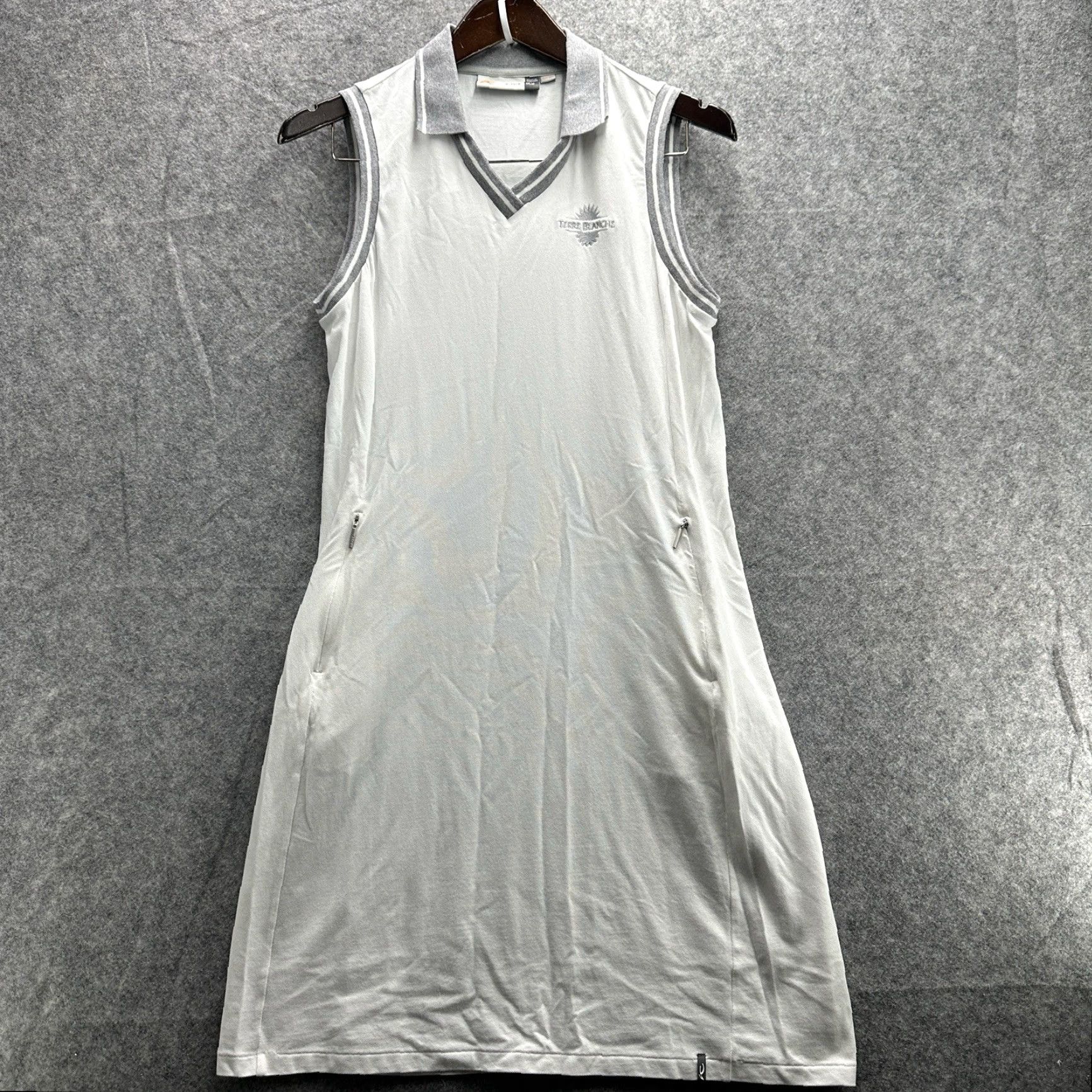 KJUS Kjus Mini Dress M White Sleeveless Sport Fit V-Neck Solid Golf Tennis Pickleball 90s Womens Size M / US 6-8 / IT 42-44 - 2 Thumbnail