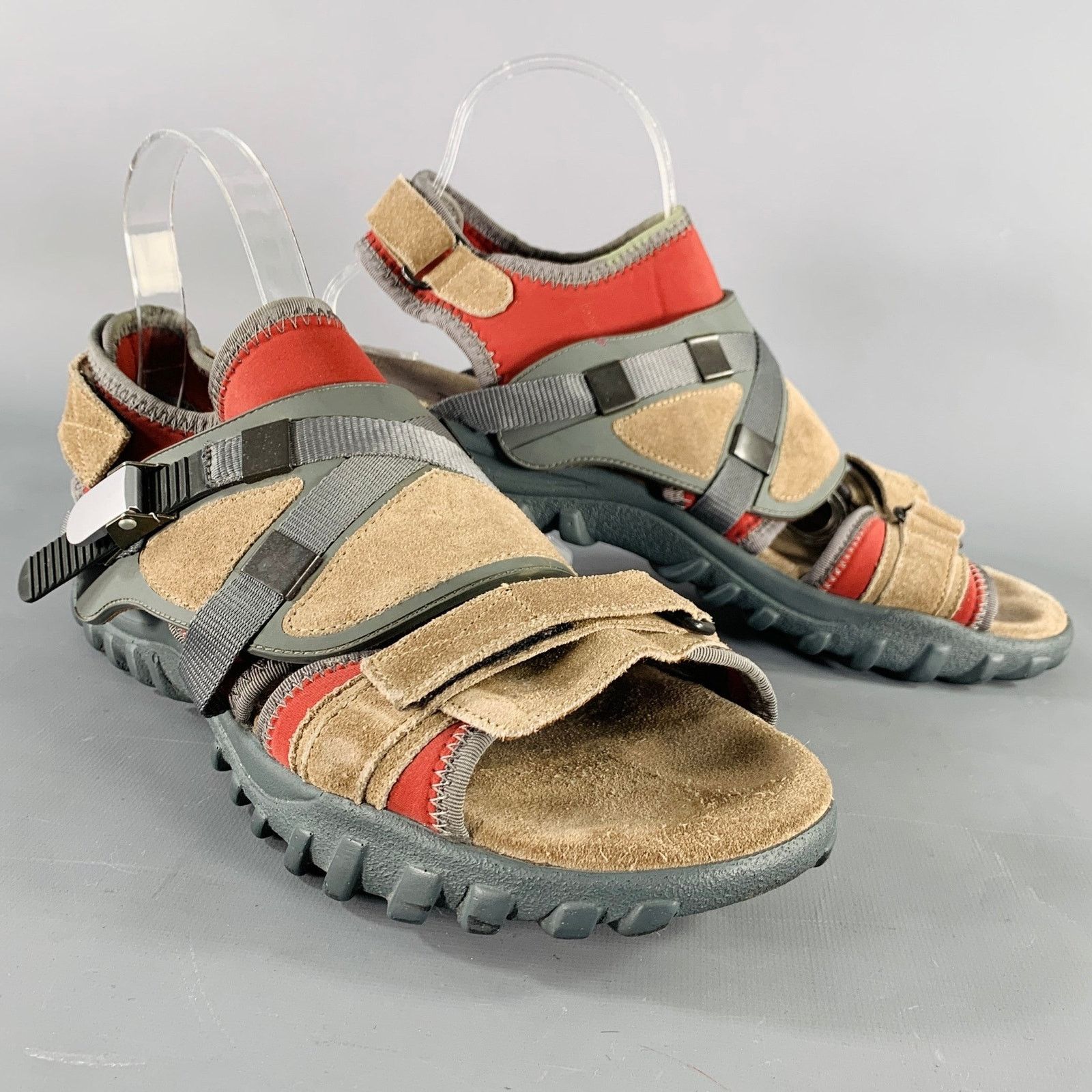 Lanvin LANVIN Size 8 Beige Red Neoprene Hook Loop Closure Sandals Size US 8 / EU 41 - 1 Thumbnail