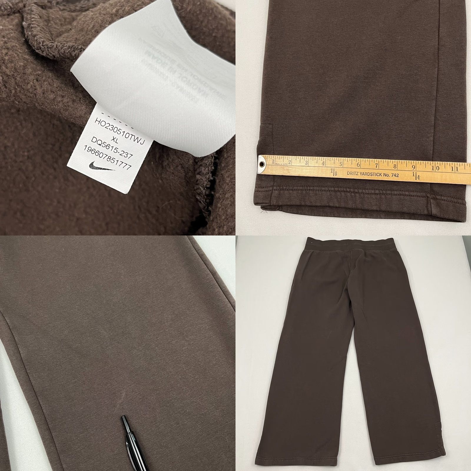Nike Nike Sportswear Sweatpants Womens XL Brown 30" Wide-Leg Baggy Fleece Athletic Respir? Size 40" / US 18 - 7 Thumbnail