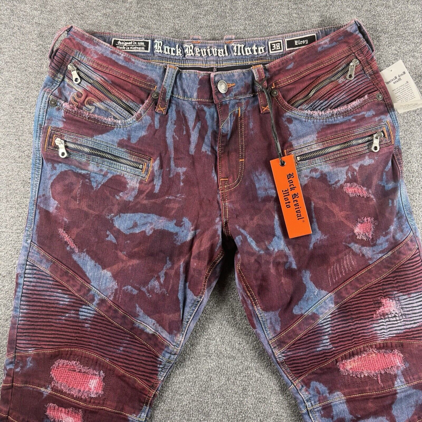 Rock Revival Rock Revival Elroy Moto Mens Acid Wash jeans Pant Sz 38 X 34 Size US 38 / EU 54 - 2 Thumbnail