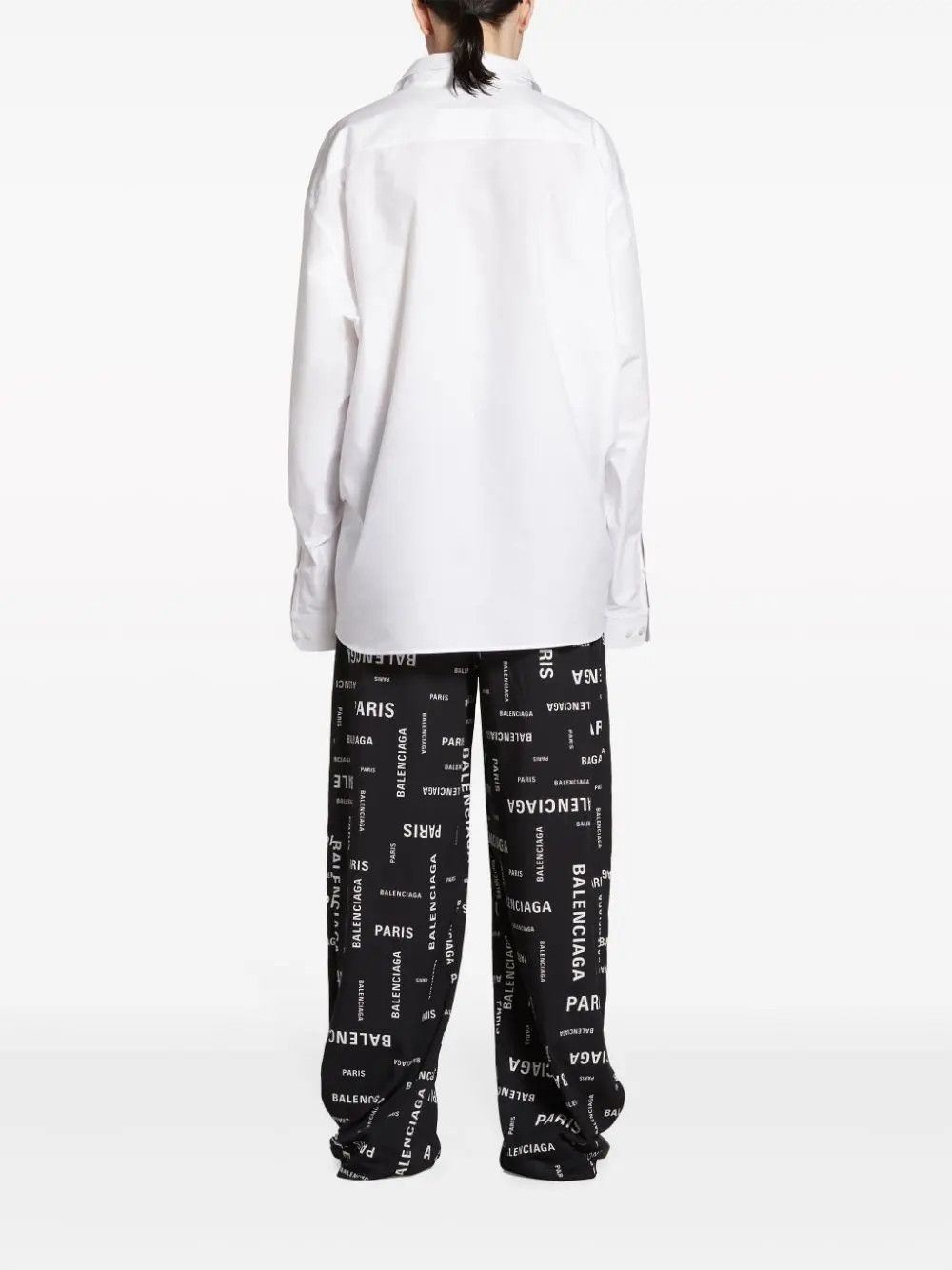 Balenciaga o1la1rc1a1024 Bal Paris Allover Pyjama Pants in Black/White Size US 30 / EU 46 - 5 Thumbnail