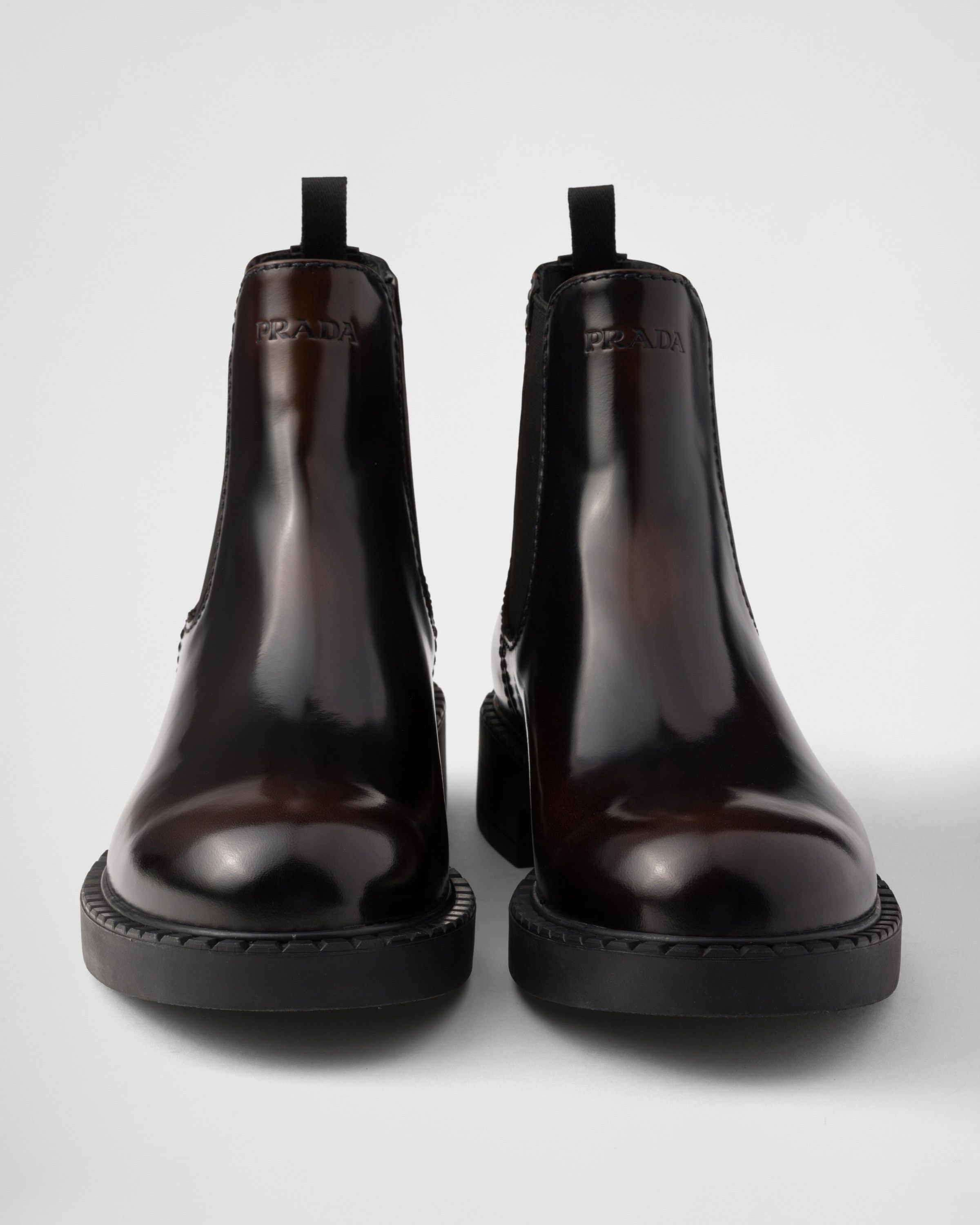Prada o1la1rc1a0925 Brushed Leather Chelsea Boots in Brown/Black Size US 10 / EU 43 - 6 Thumbnail