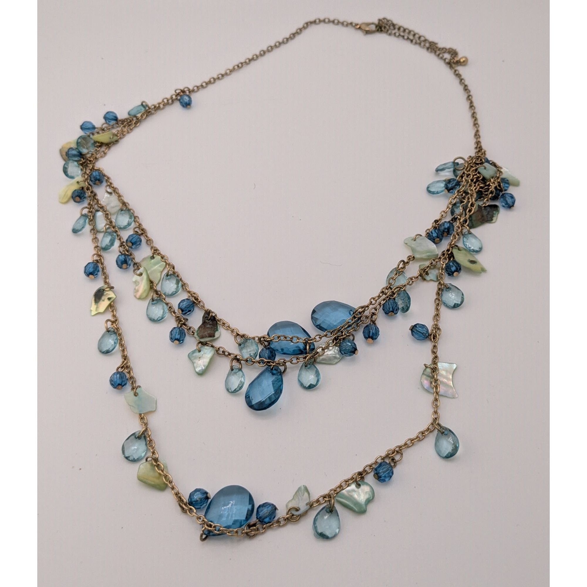 Other Bohemian Multilayer Necklace With Blue Shell and Faceted Bea Size ONE SIZE - 6 Thumbnail