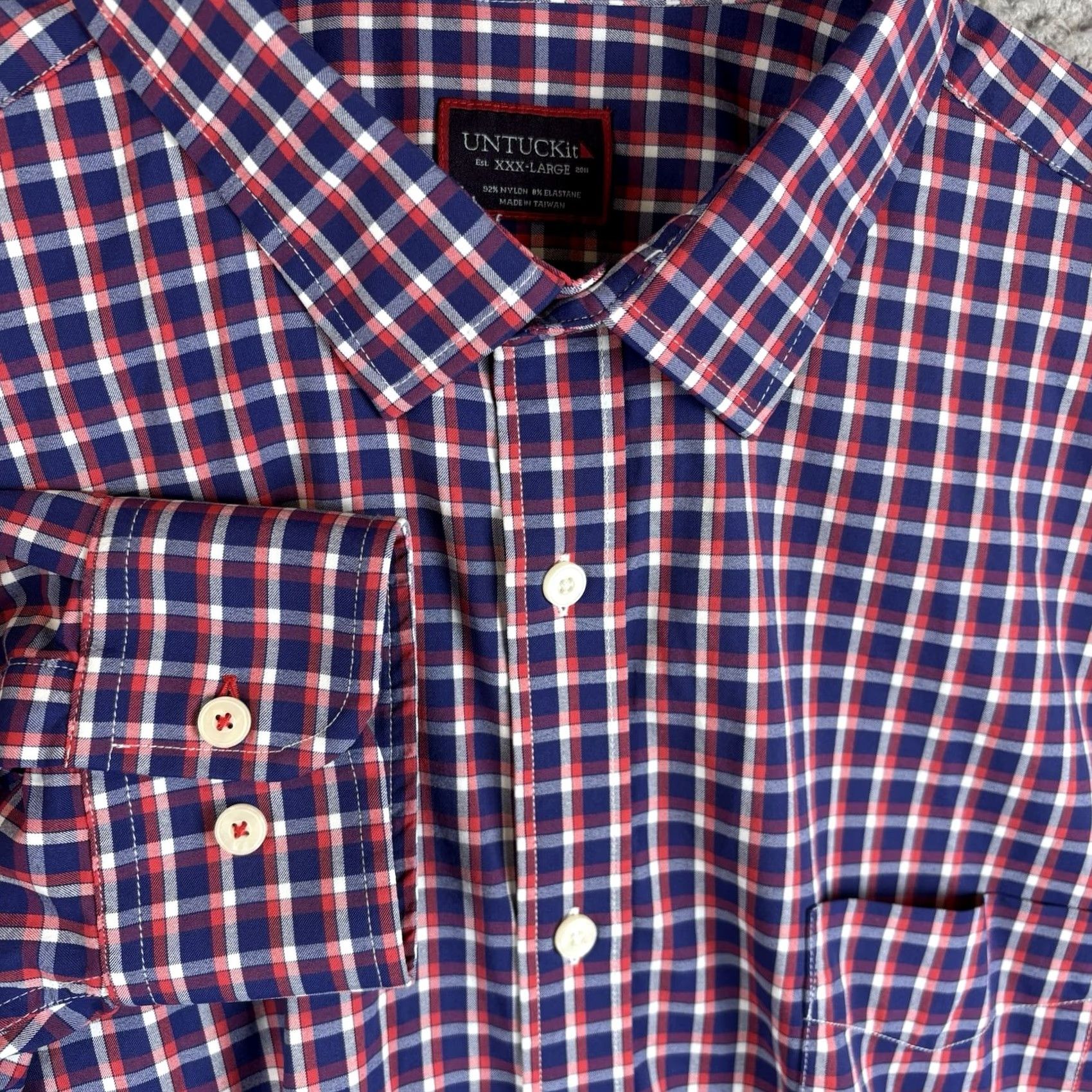 UNTUCKit UNTUCKit Button-Up Shirt Mens 3XL Multicolor Plaid Nylon Blend Stretch Long Sleeve Size US XXL / EU 58 / 5 - 3 Thumbnail