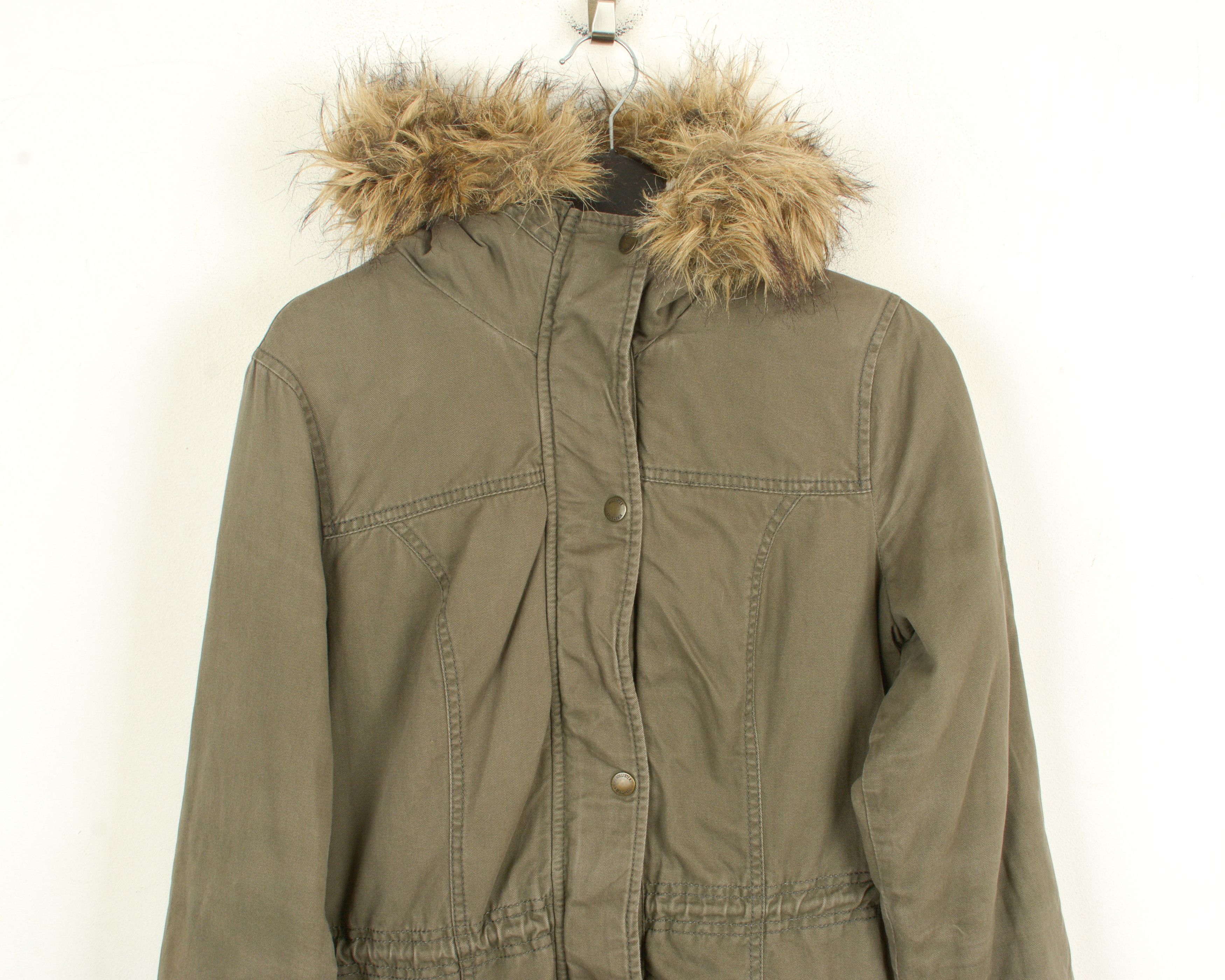 Hollister Women's M Grey Jacket Coat Overcoat Hooded Parka Cotton Size M / US 6-8 / IT 42-44 - 2 Thumbnail