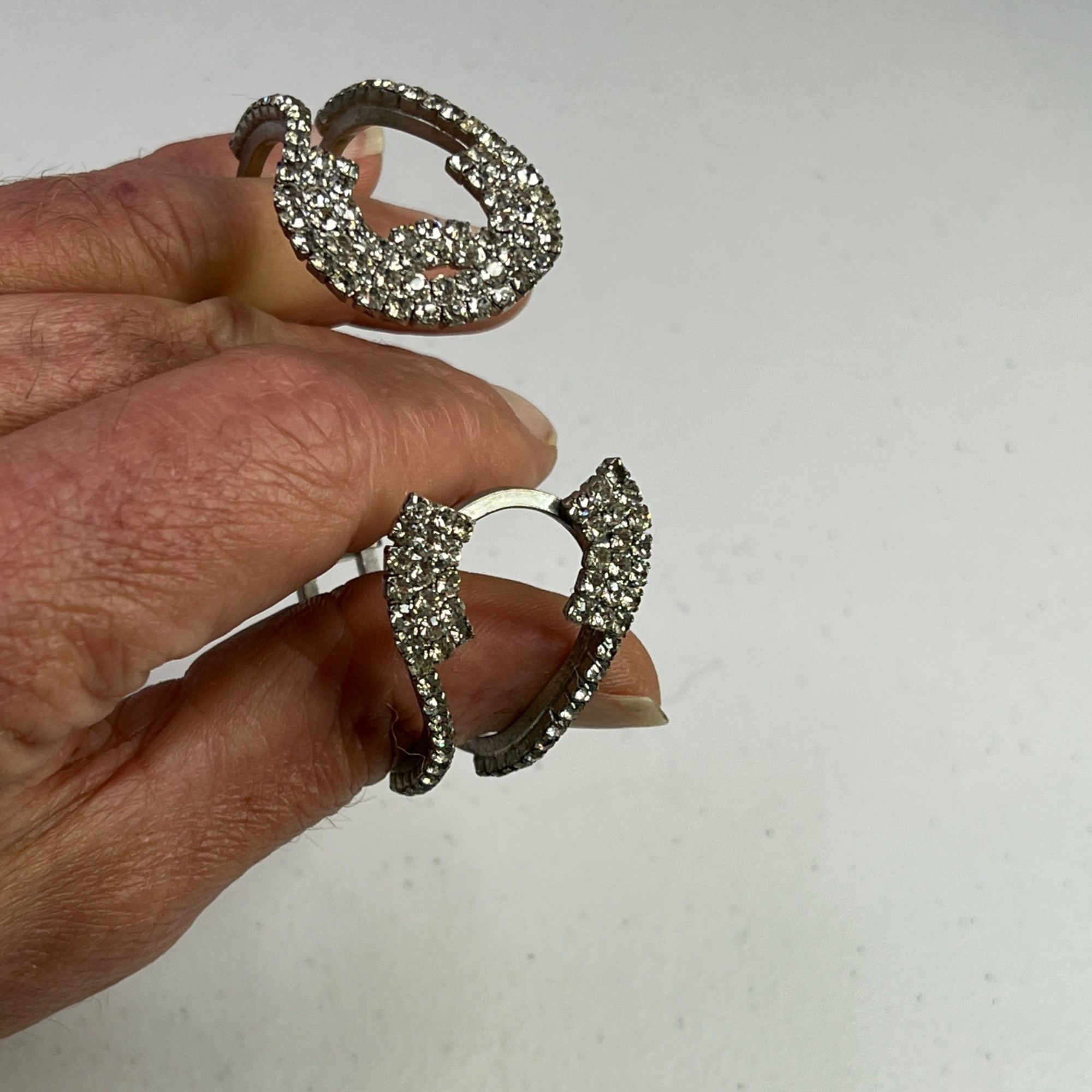 Other Silver-Tone Rhinestone Bangle Bracelet With Double C Design Size ONE SIZE - 7 Thumbnail