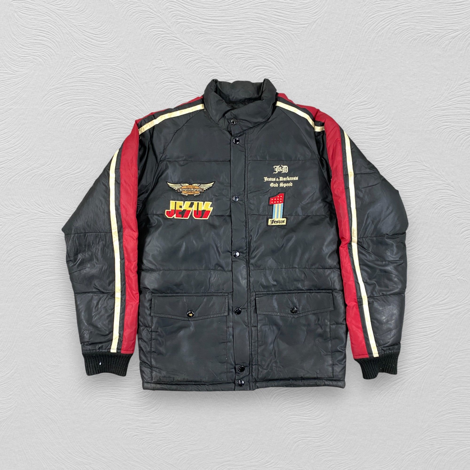 If Six Was Nine Vintage Jesus & Darkness Puffer Jacket - J335 Size US M / EU 48-50 / 2 - 2 Thumbnail