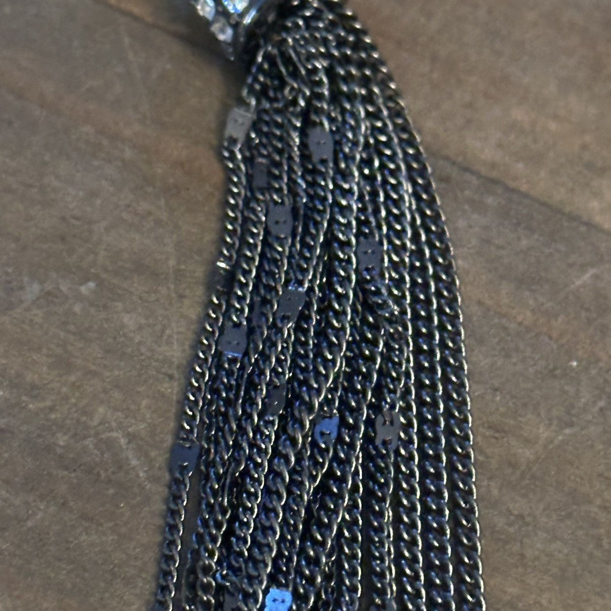 Loft Loft long gunmetal rhinestone tassel necklace Size ONE SIZE - 5 Thumbnail