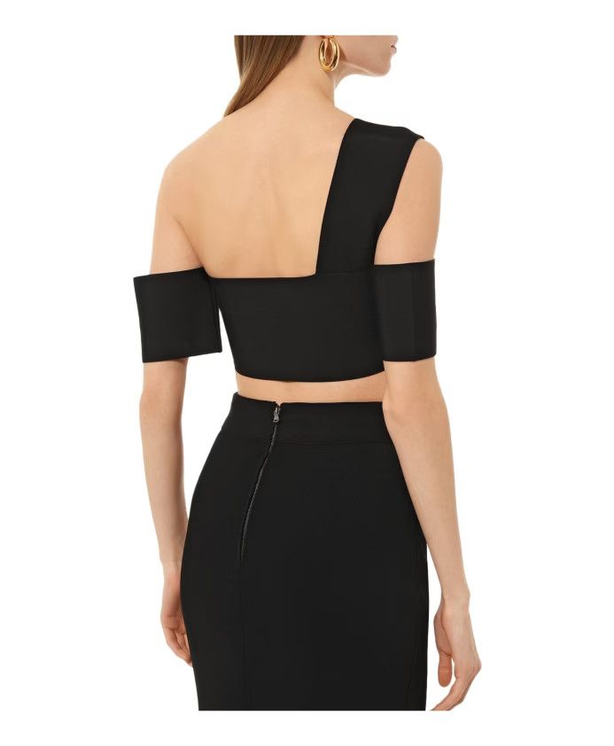 Alexander McQueen o1y0325 One- Shoulder Top in Black Size M / US 6-8 / IT 42-44 - 3 Thumbnail