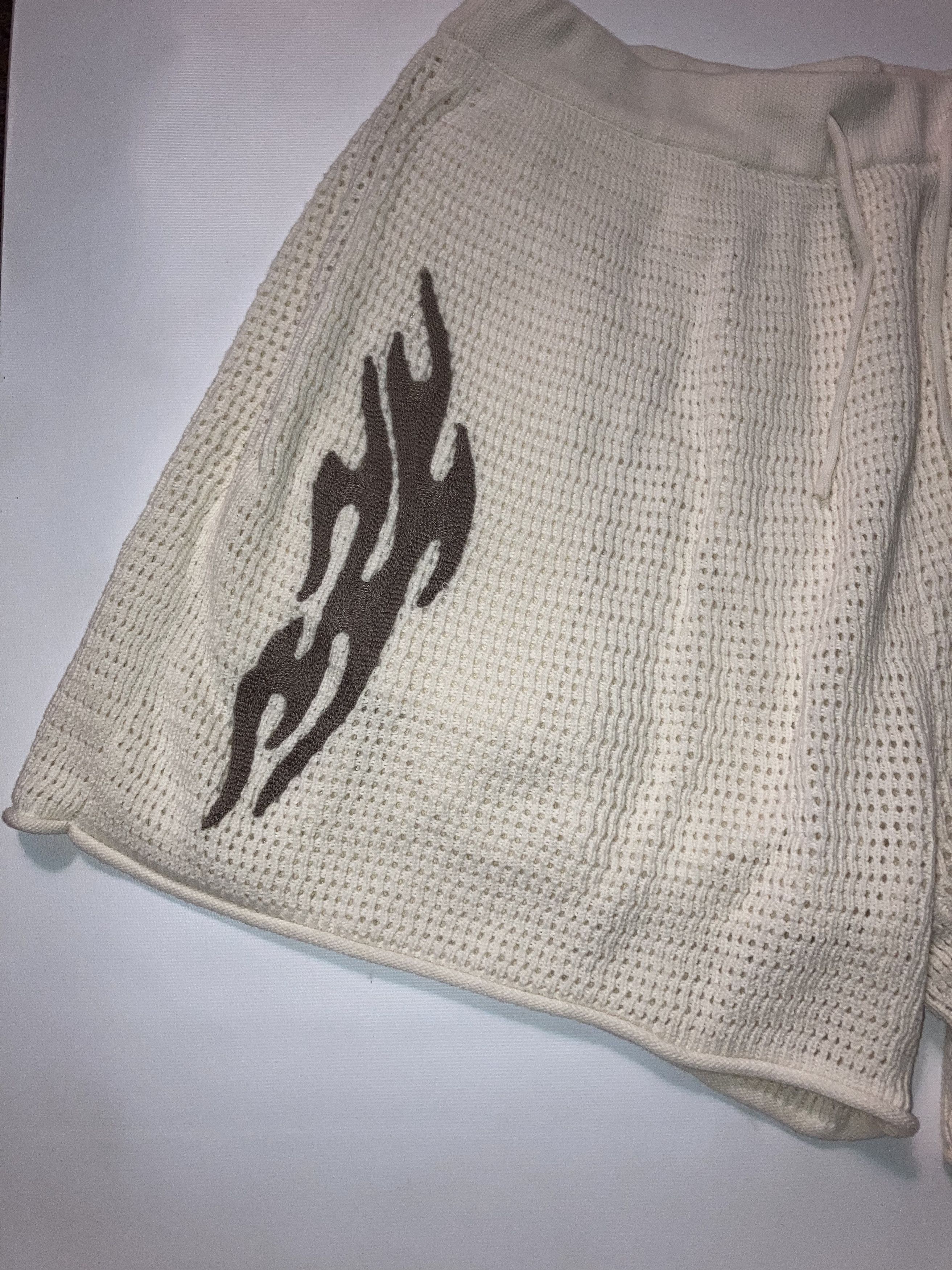 Half Evil Half Evil Twin Flame Knit Shorts - White Size US 32 / EU 48 - 3 Thumbnail
