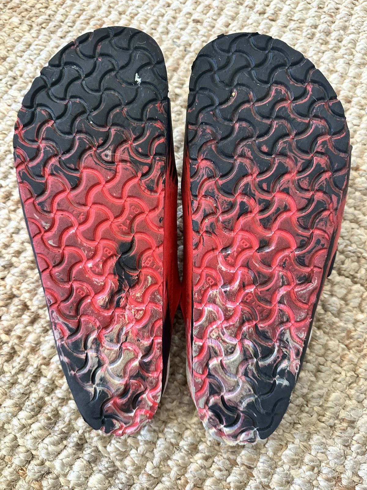 Birkenstock BIRKENSTOCK Sandals Slides Red Black Paint Brush Size US 11 / EU 44 - 4 Thumbnail