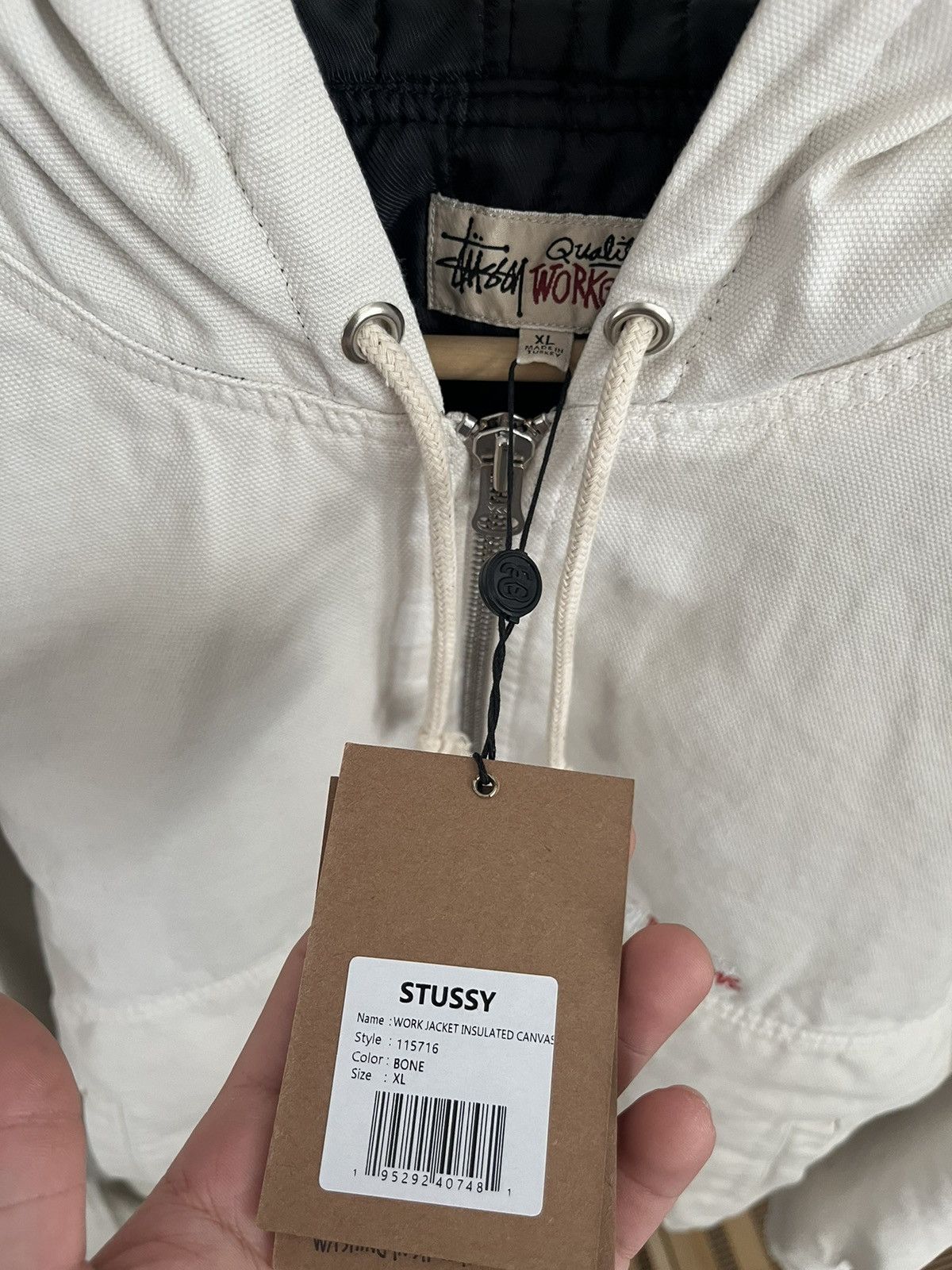 Stussy STUSSY WORK JACKET INSULATED BONE/WHITE XL Full Zip Hooded Size US XL / EU 56 / 4 - 5 Thumbnail
