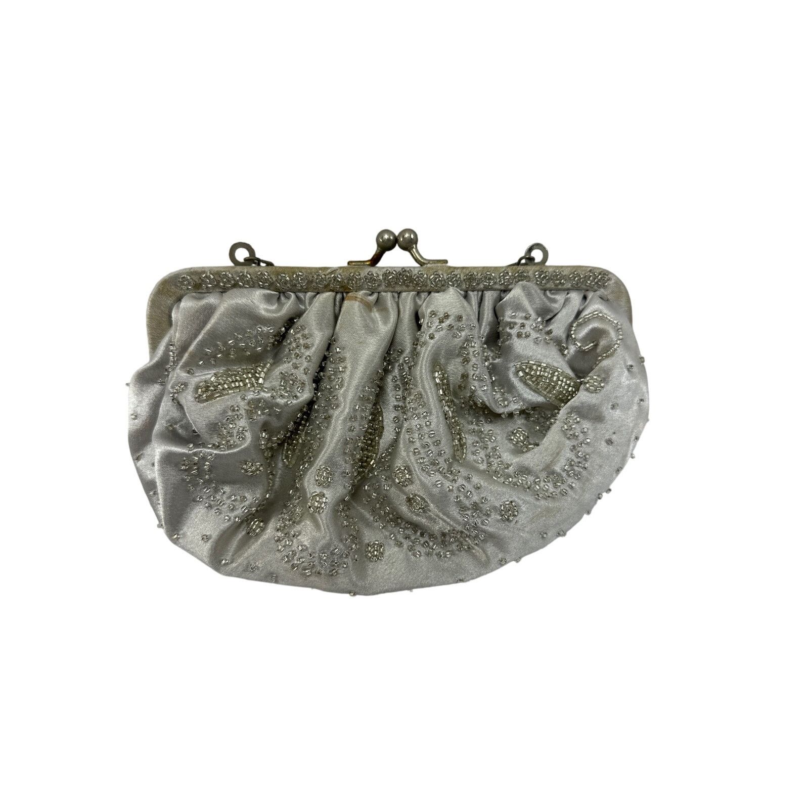 Other La Regale Seed Bead Silver Clutch Purse Bag Small VTG Size ONE SIZE - 2 Thumbnail