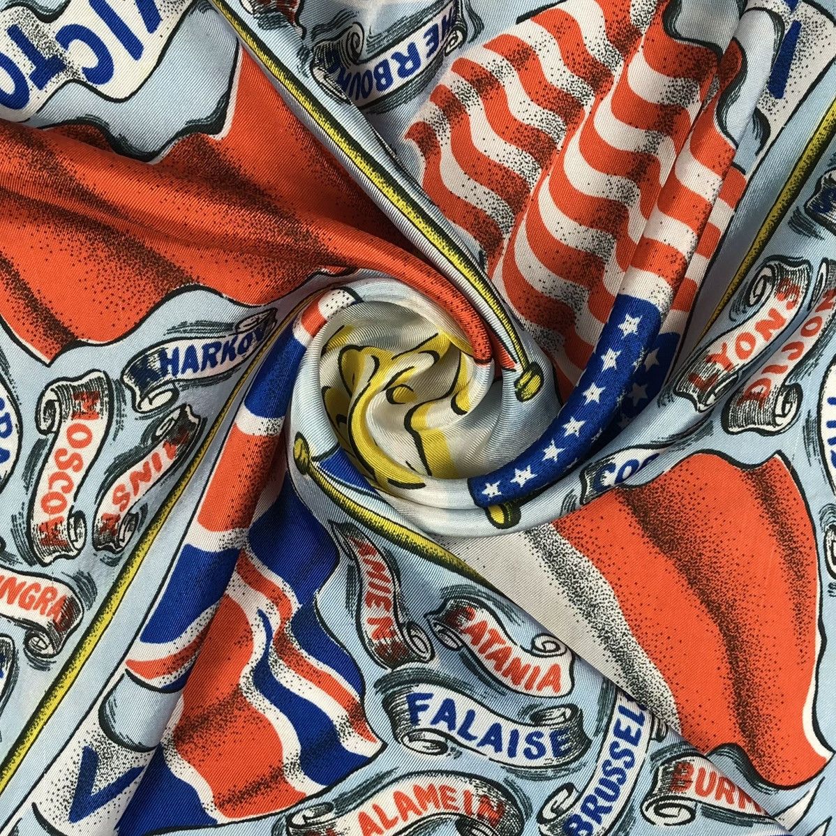 Vintage 1945 WWII Kiev Moscow USSR US UK France Victory Scarf Size ONE SIZE - 3 Thumbnail