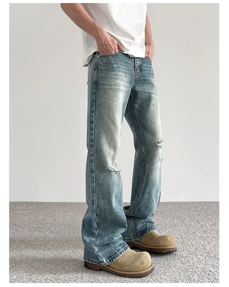 Japanese Brand × Jean Blue Distressed Wide Leg Denim Jeans Size US 30 / EU 46 - 3 Thumbnail