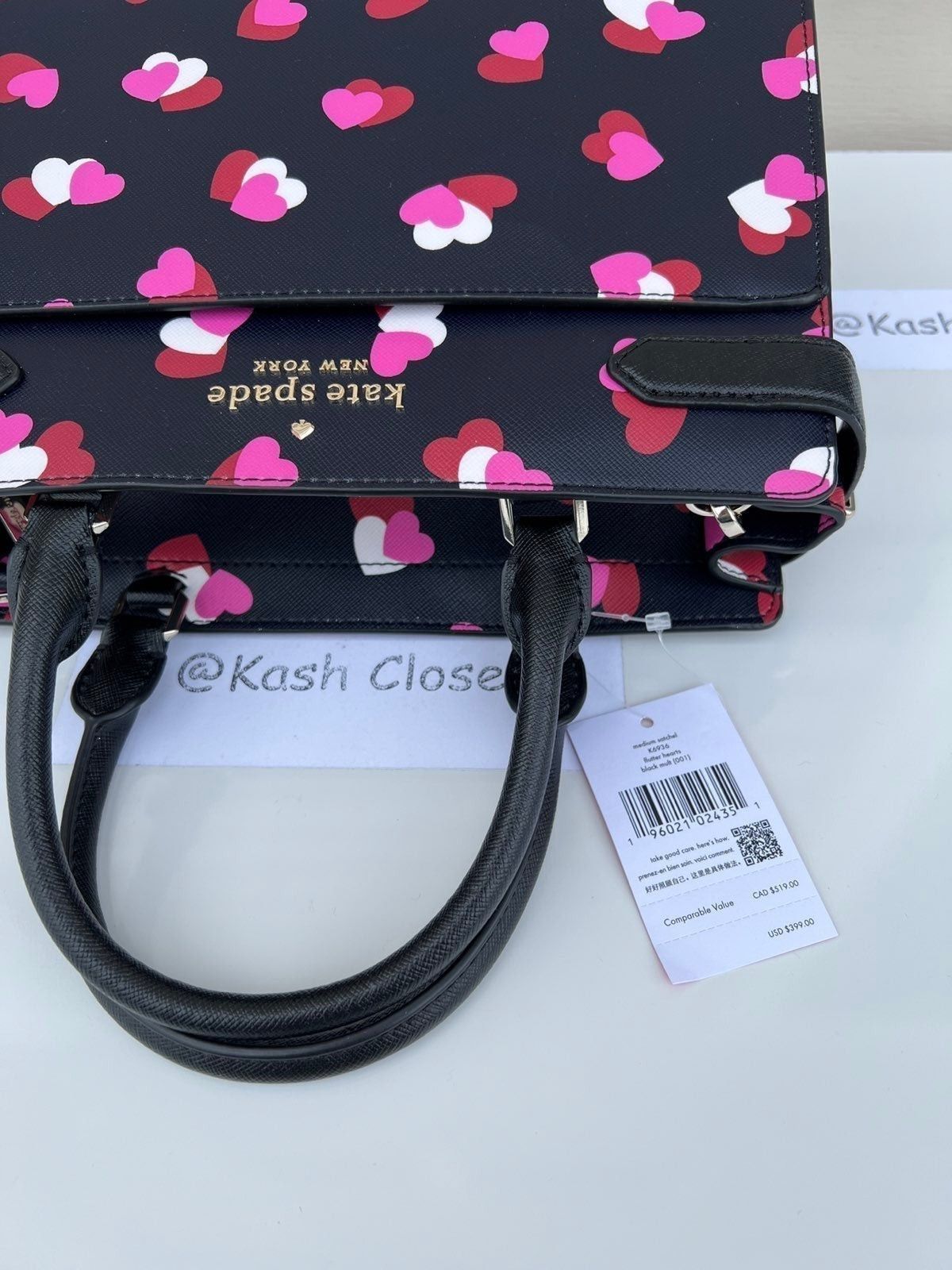 Kate Spade Kate Spade Satchel Staci Medium Satchel Heart Print Black M Size ONE SIZE - 7 Thumbnail