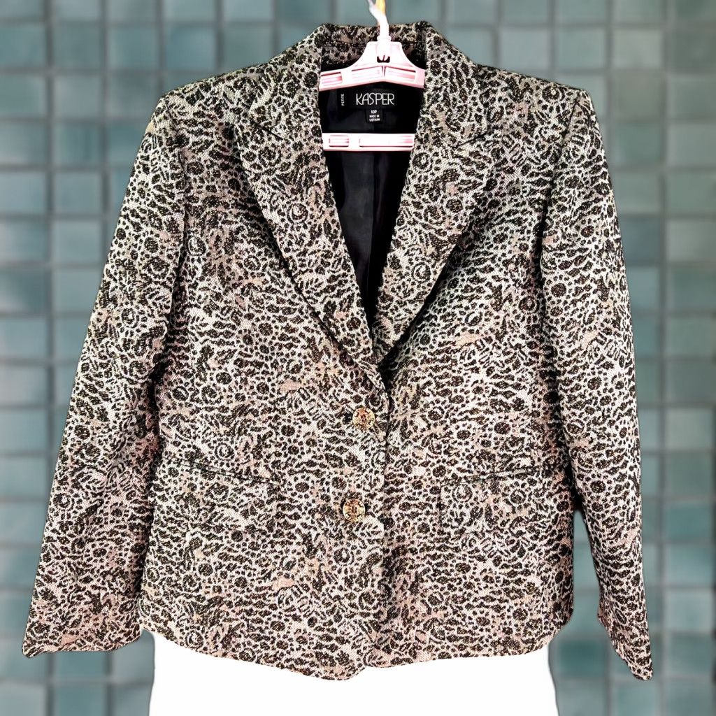 Kasper Kasper Single Breast Wool Blend Suit Casual Jacket Womens 10P Gray Gold Size L / US 10 / IT 46 - 1 Thumbnail