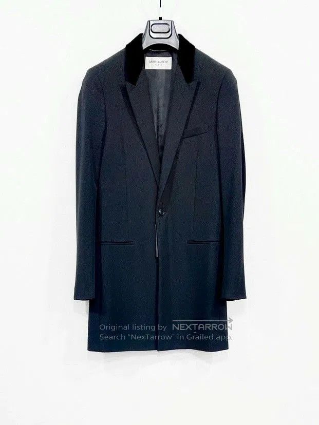 Saint Laurent Paris SAINT LAURENT Men's Black Wool Coat. Size US S / EU 44-46 / 1 - 1 Thumbnail