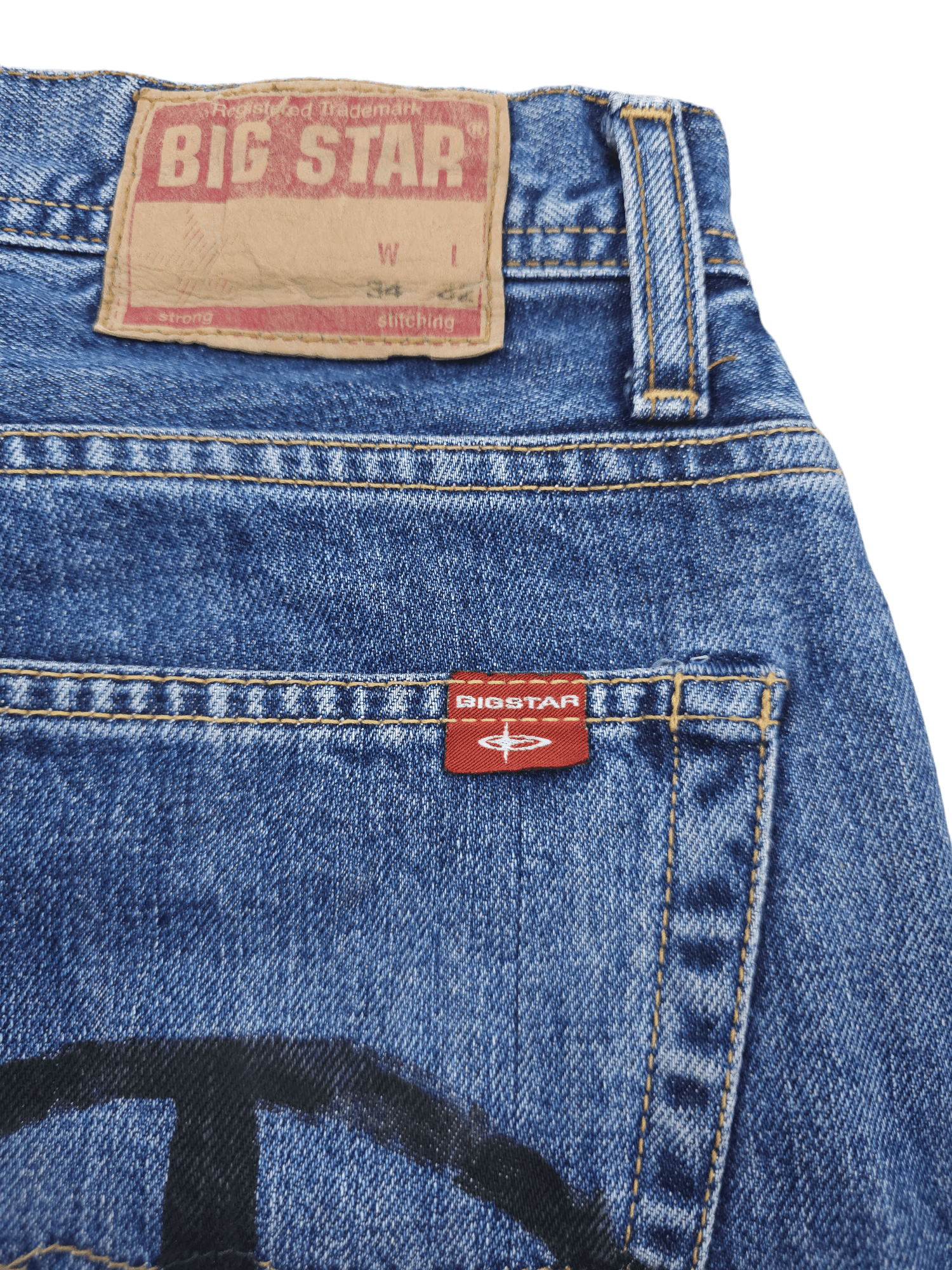 Big Star × Vintage 💎 Size 34/32 80's Hippie Big Star Crazy Blue Flared Jeans Size US 34 / EU 50 - 15 Thumbnail
