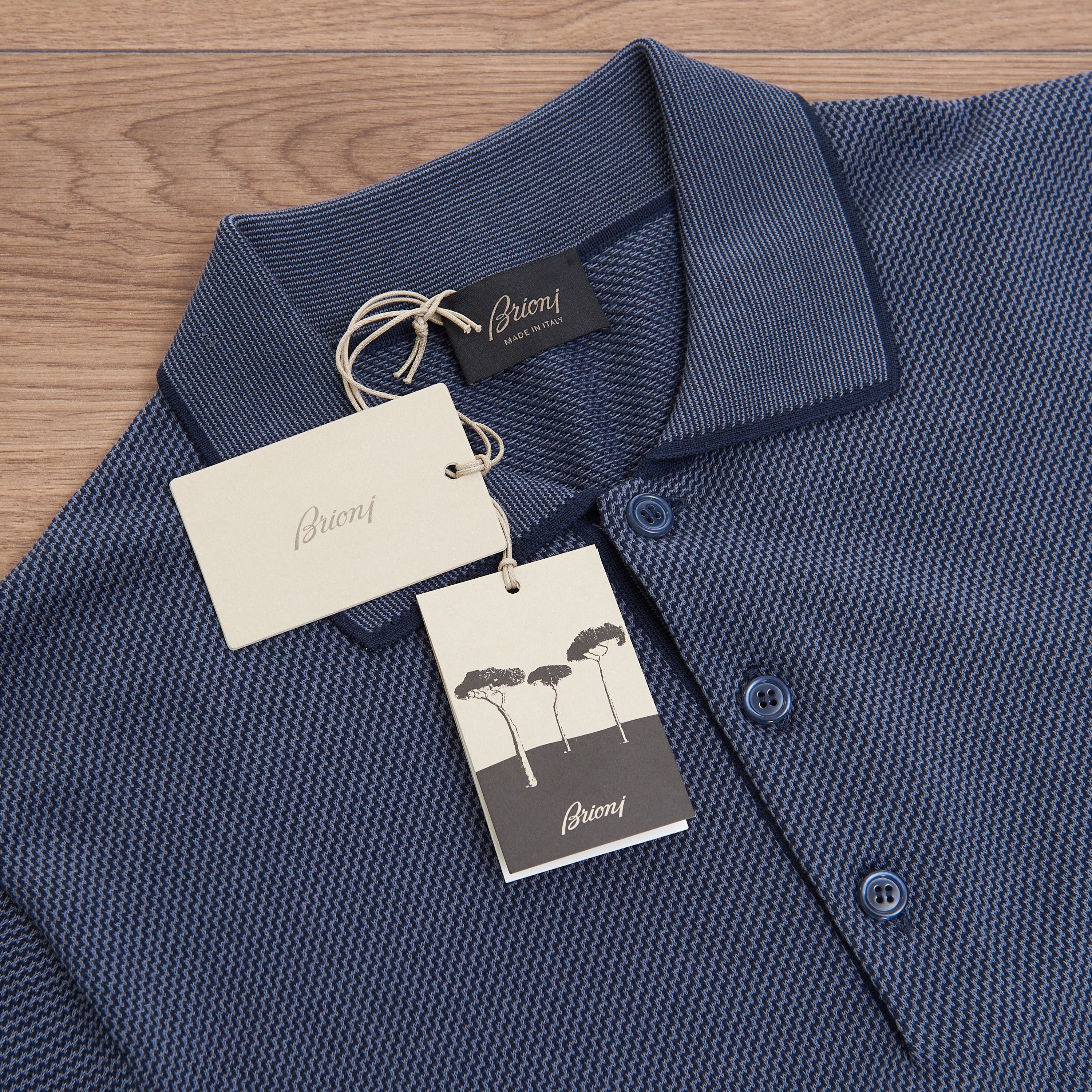 Brioni Polo Shirt In Medium Blue Sea Island Cotton Size US S / EU 44-46 / 1 - 10 Thumbnail
